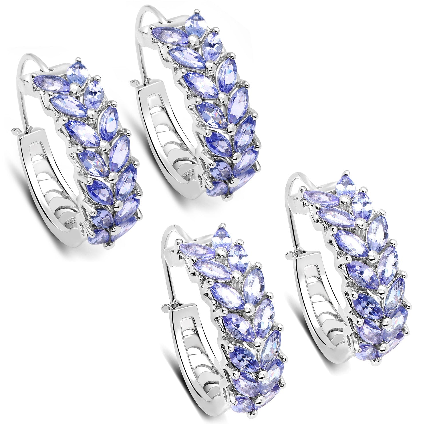 3.92 Carat Genuine Tanzanite .925 Sterling Silver Earrings on sale at MyriadMart
