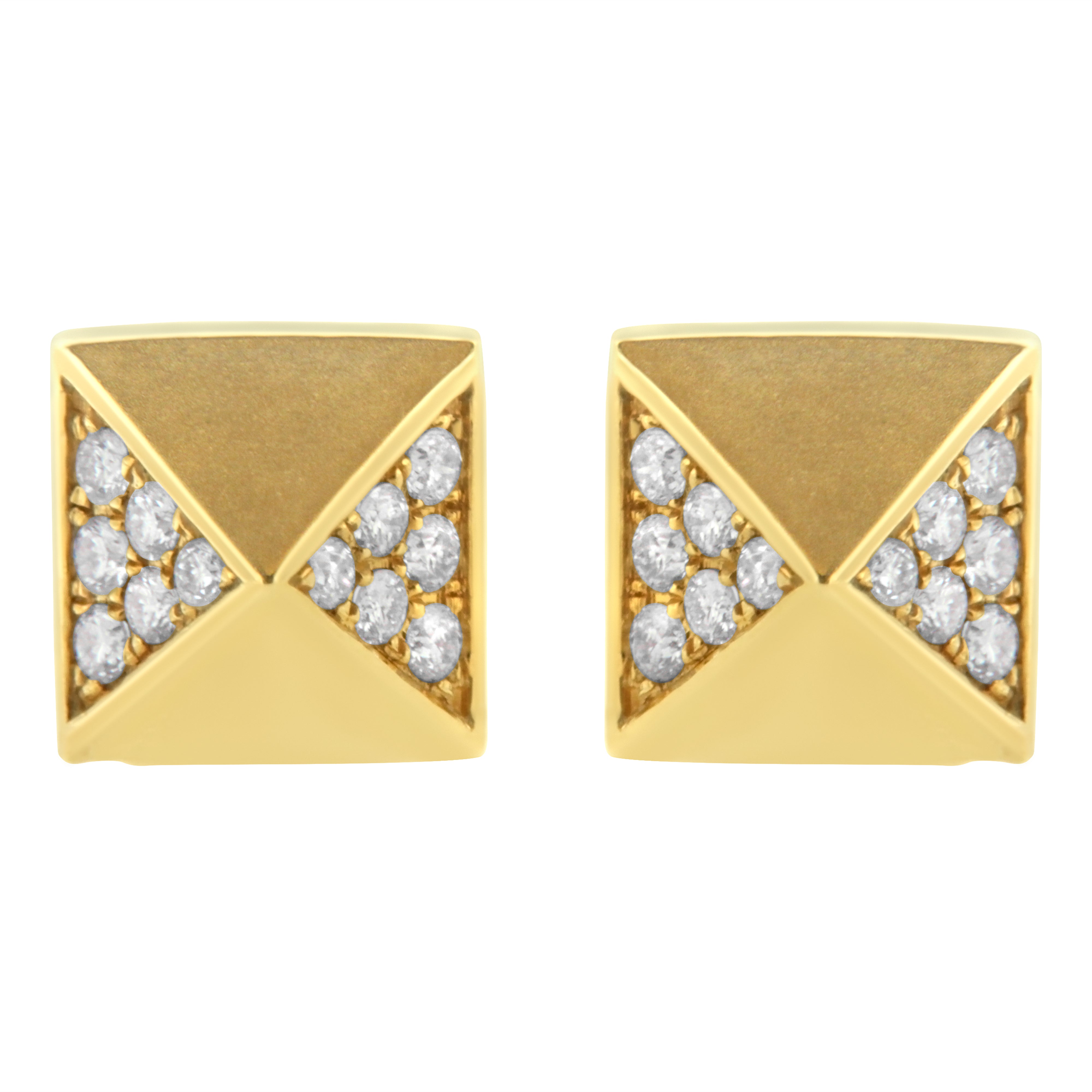 14K Yellow Gold 1/4 Cttw Diamond Pyramid Stud Earring G-H Color, SI1-SI2 Clarity on sale at MyriadMart