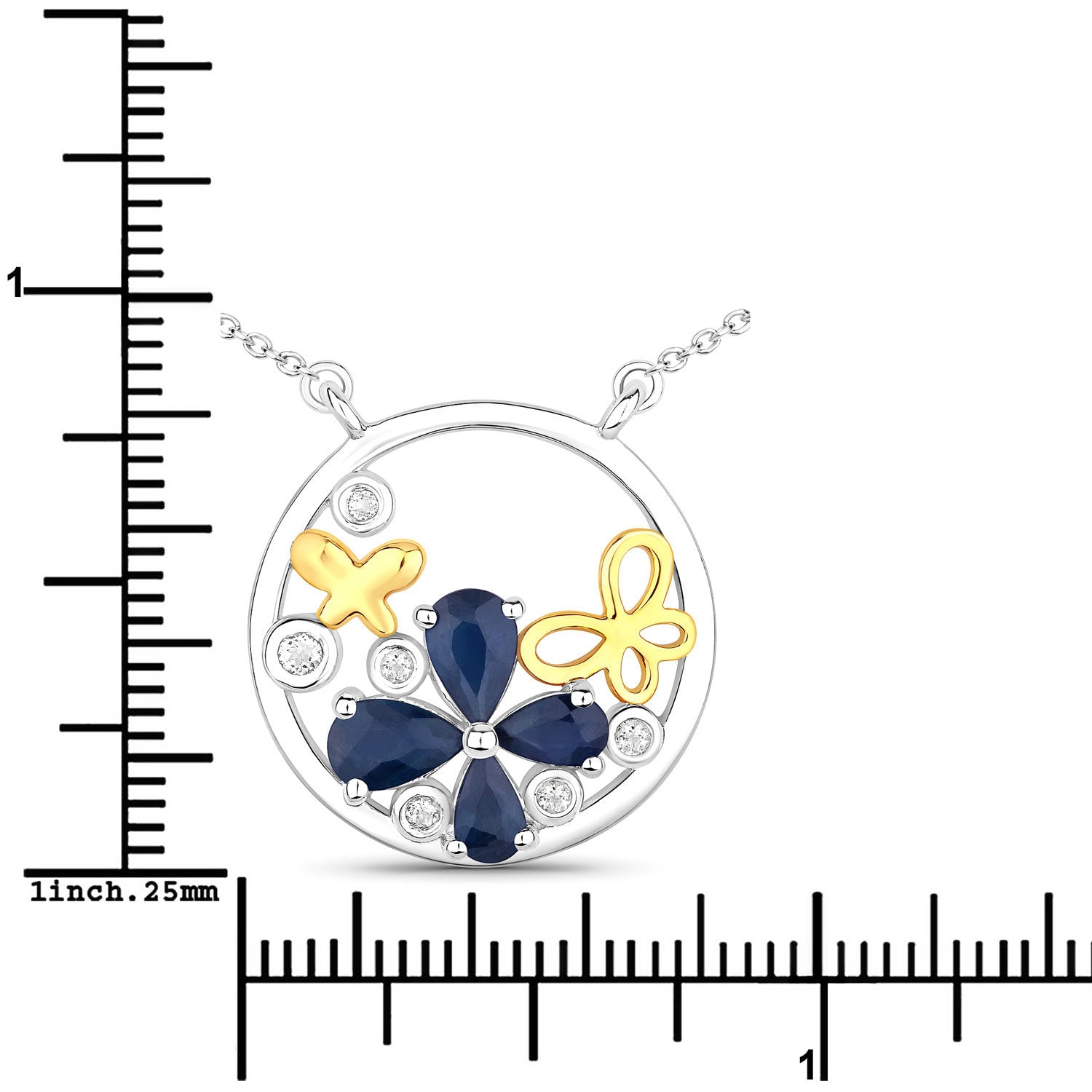 1.41 Carat Genuine Blue Sapphire and White Topaz .925 Sterling Silver Pendant on sale at MyriadMart