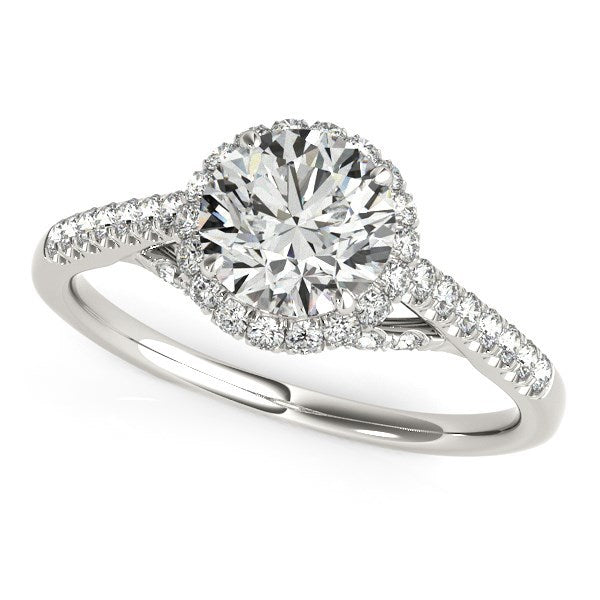 14k White Gold Round Cut Pave Set Shank Diamond Engagement Ring 1 3/8 cttw on sale at MyriadMart
