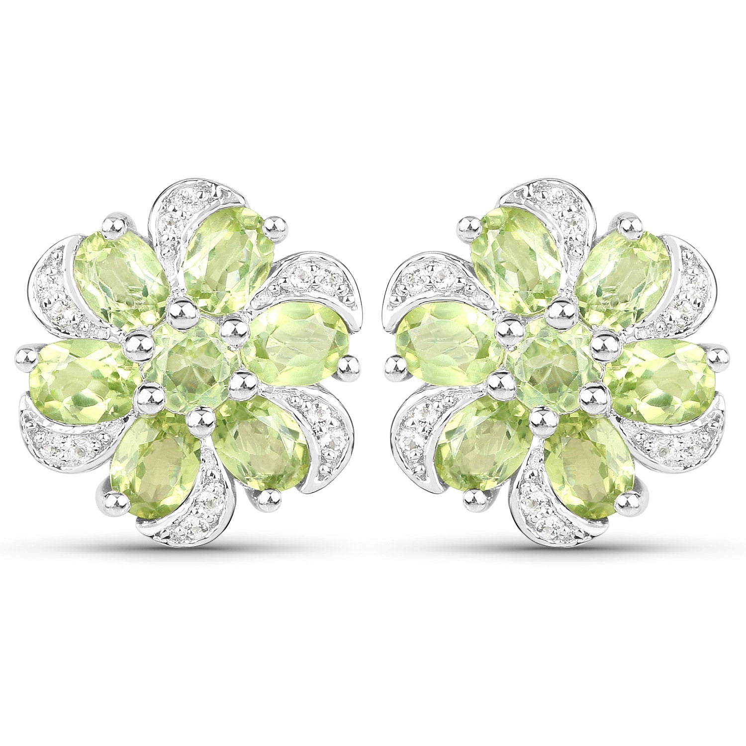 8.04 Carat Genuine Peridot and White Topaz .925 Sterling Silver 3 Piece Jewelry Set Ring, Earrings, and Pendant w/ Chain on sale at MyriadMart