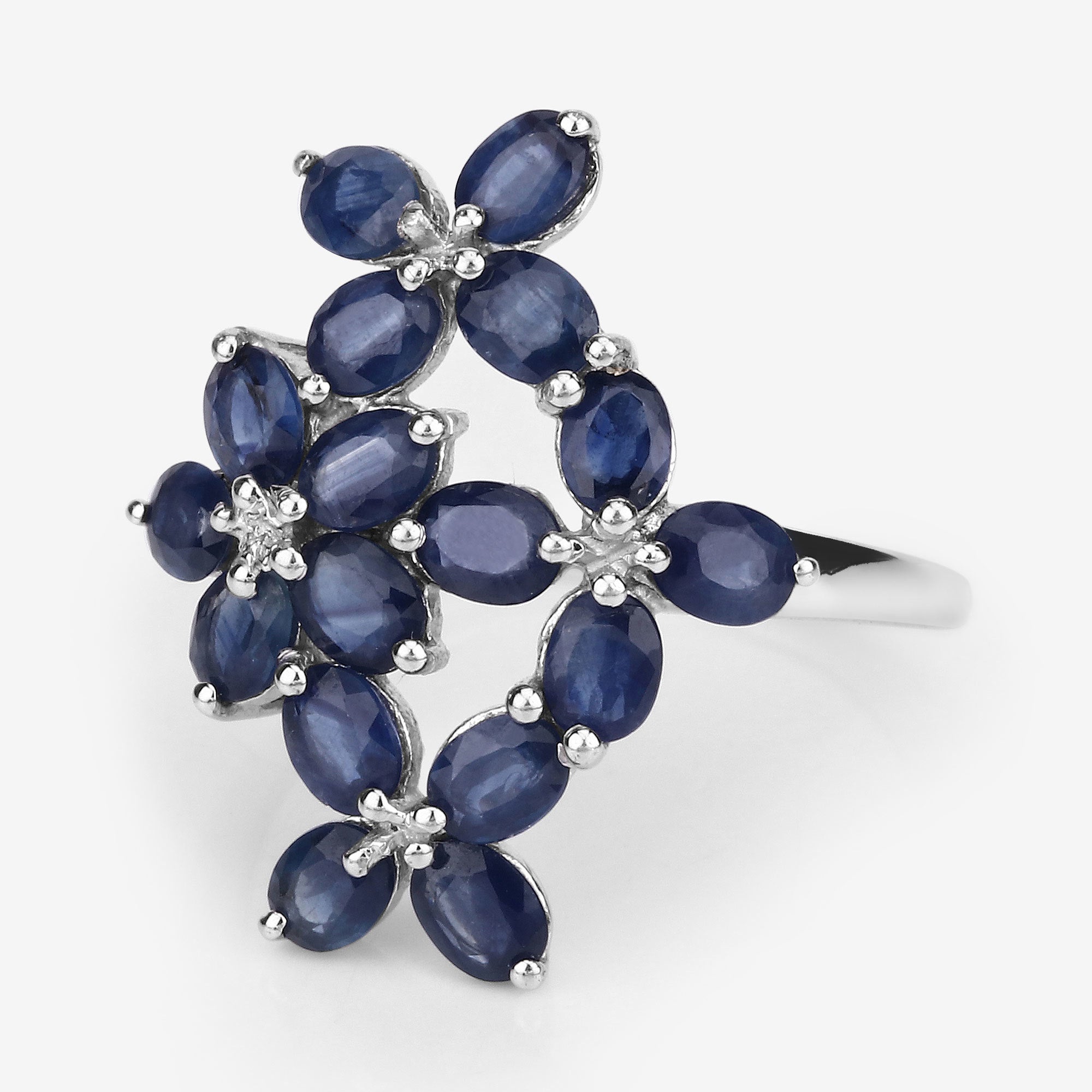 3.40 Carat Genuine Blue Sapphire .925 Sterling Silver Ring on sale at MyriadMart