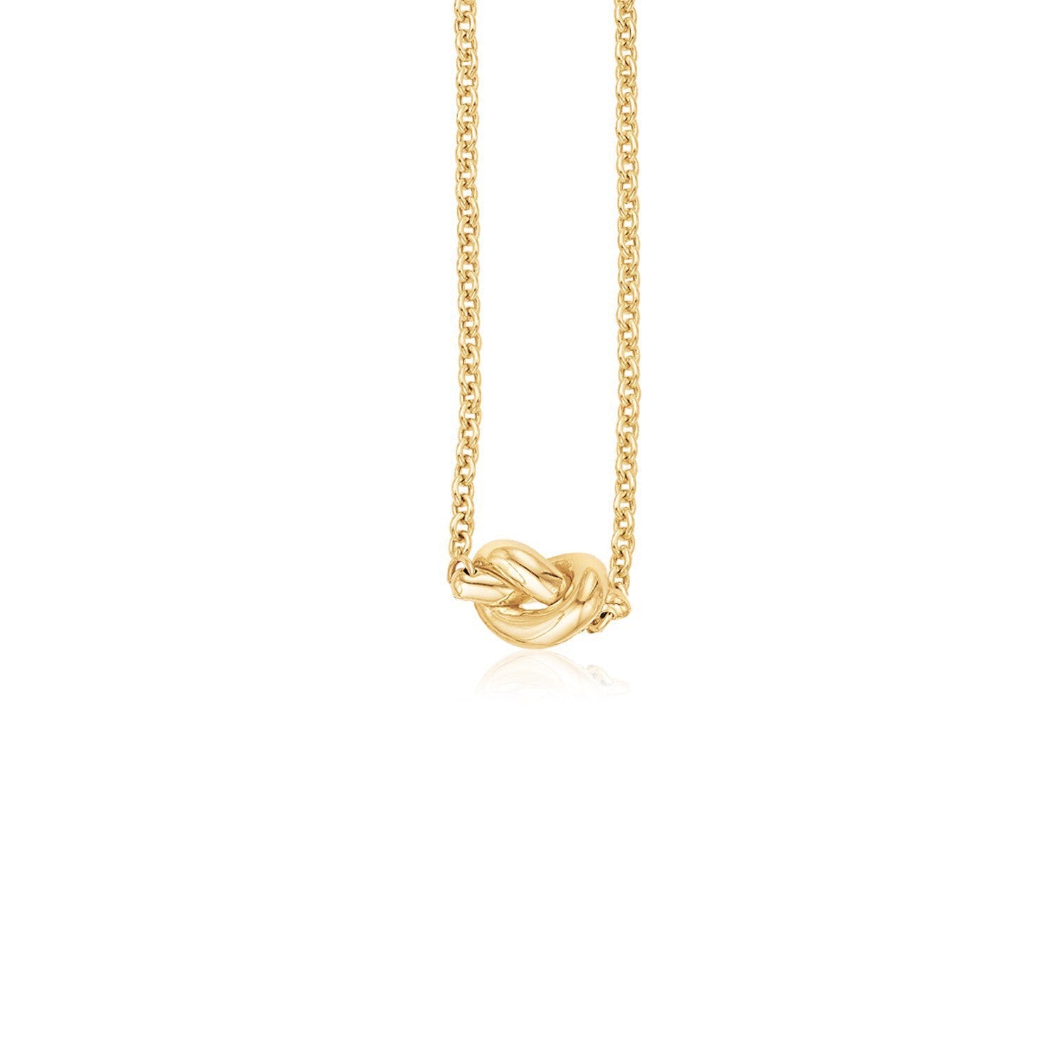 14k Yellow Gold Chain Necklace with Polished Knot on sale at MyriadMart