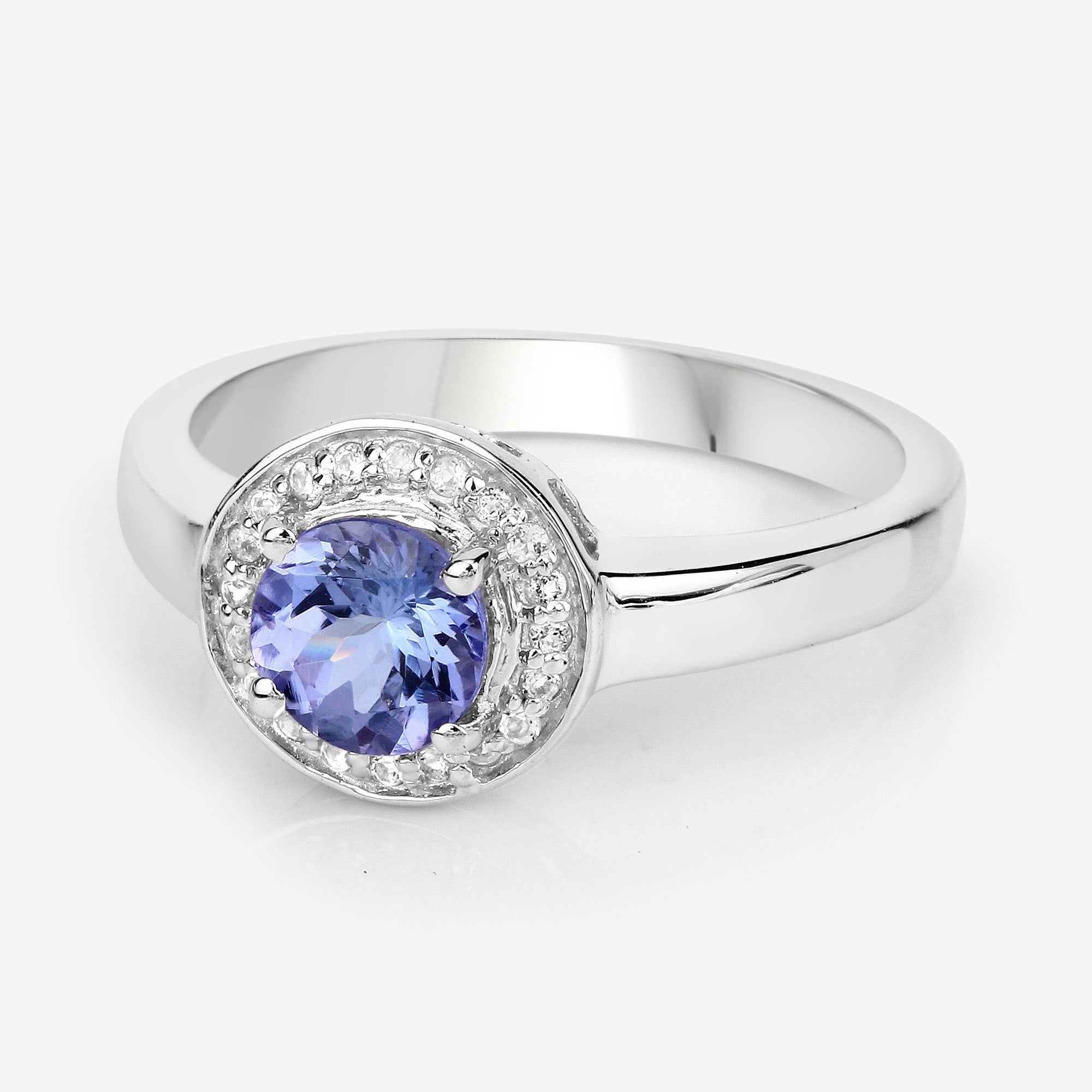 1.05 Carat Genuine Tanzanite and White Topaz .925 Sterling Silver Ring on sale at MyriadMart