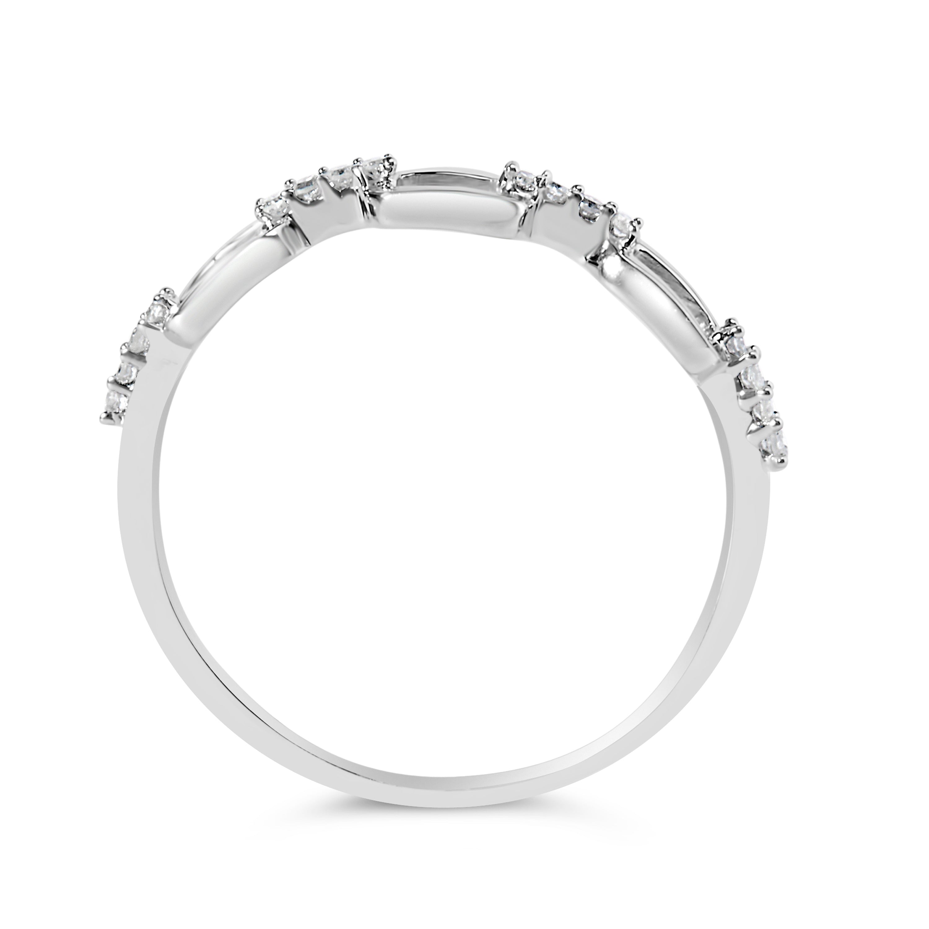 .925 Sterling Silver Diamond Accent Paperclip Band Ring I-J Color, I2-I3 Clarity - Ring Size 6 on sale at MyriadMart