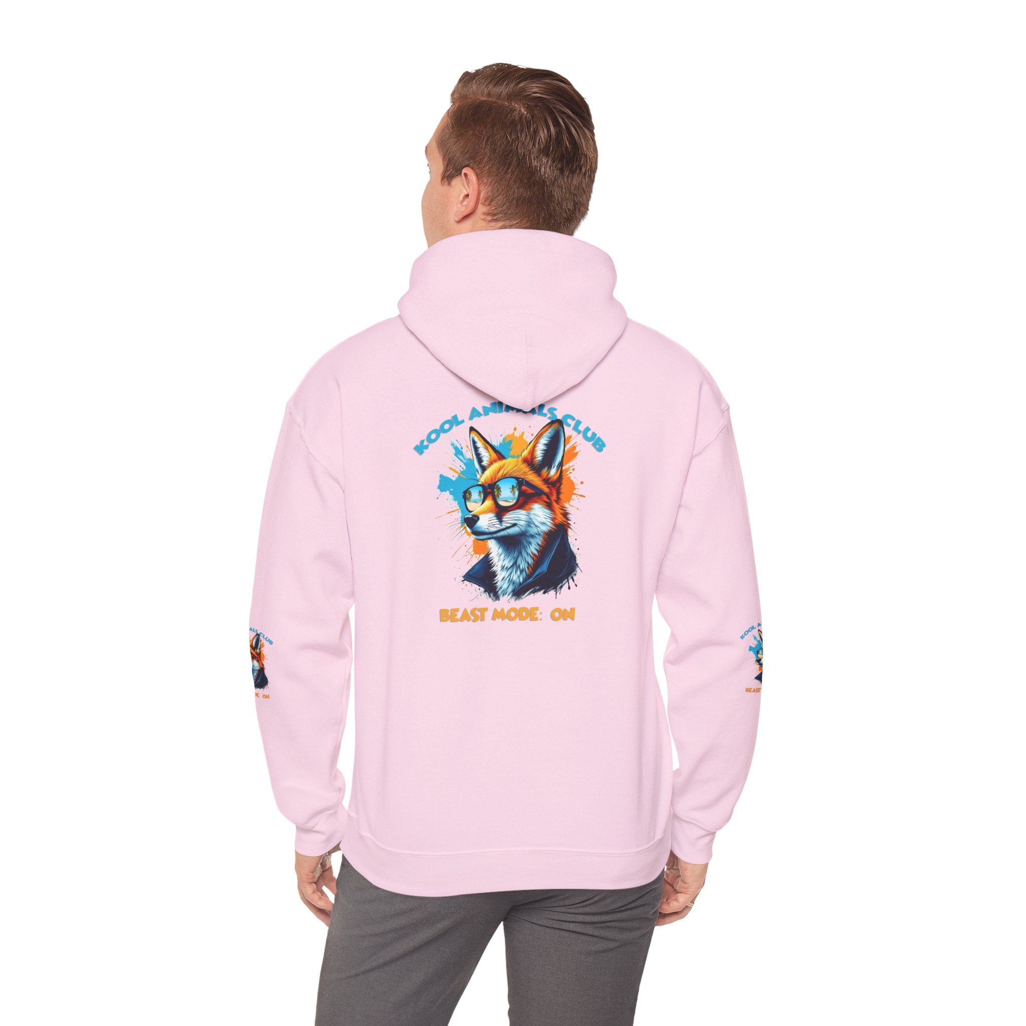 Kool Animals Club Hoodie with Cool Fox in Sunglasses and ‘Beast Mode On’ Design, Unisex Sweatshirt for Animal Lovers, Casual Streetwear, Perfect Gift for Holidays on sale at MyriadMart