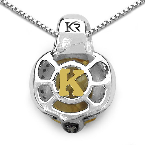 2.91 Carat Genuine Citrine, Champagne Diamond & White Diamond .925 Sterling Silver Pendant on sale at MyriadMart
