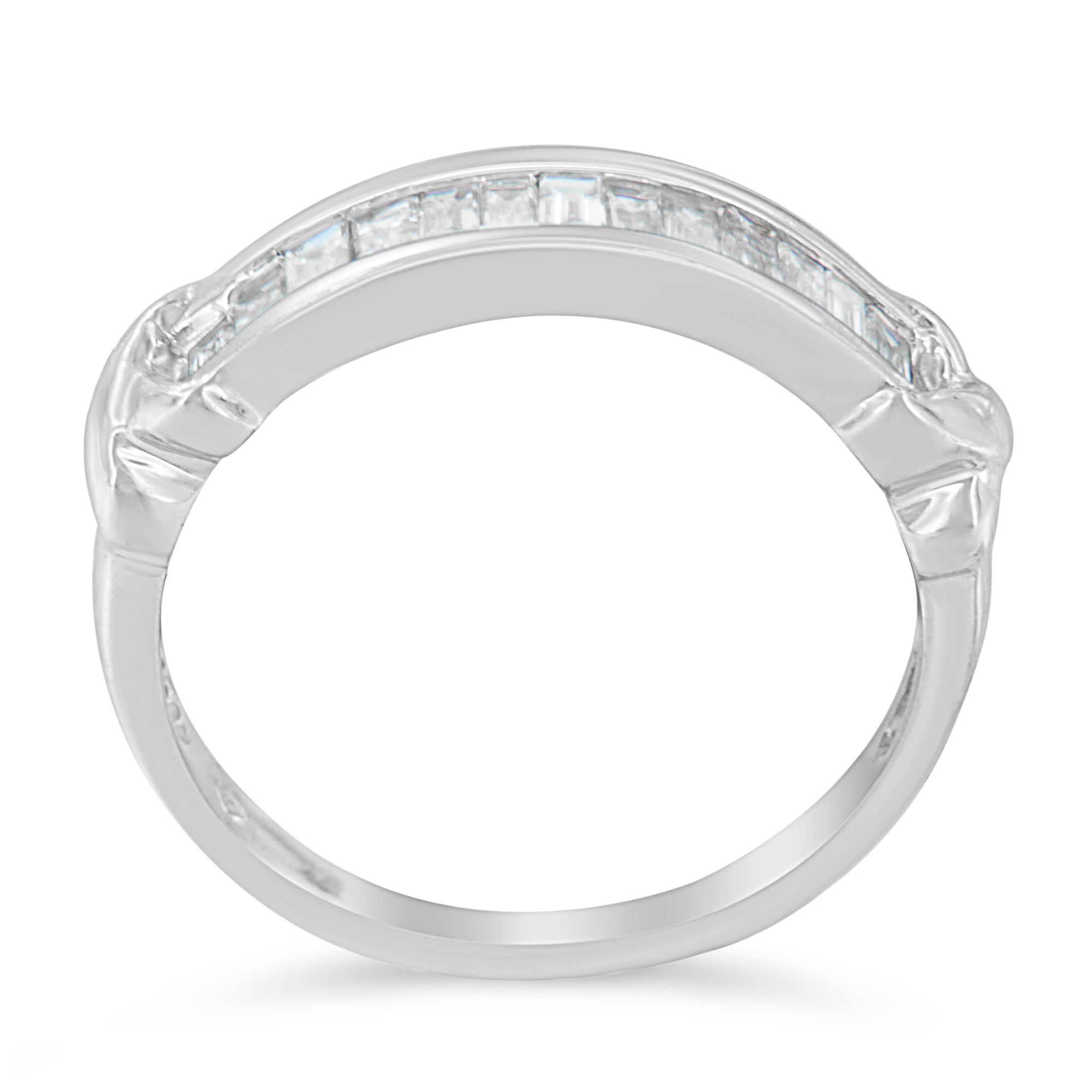 .925 Sterling Silver 1/2 Cttw Baguette Cut Diamond Channel Set X-Station Wedding Ring H-I Color, I1-I2 Clarity - Size 6-1/2 on sale at MyriadMart
