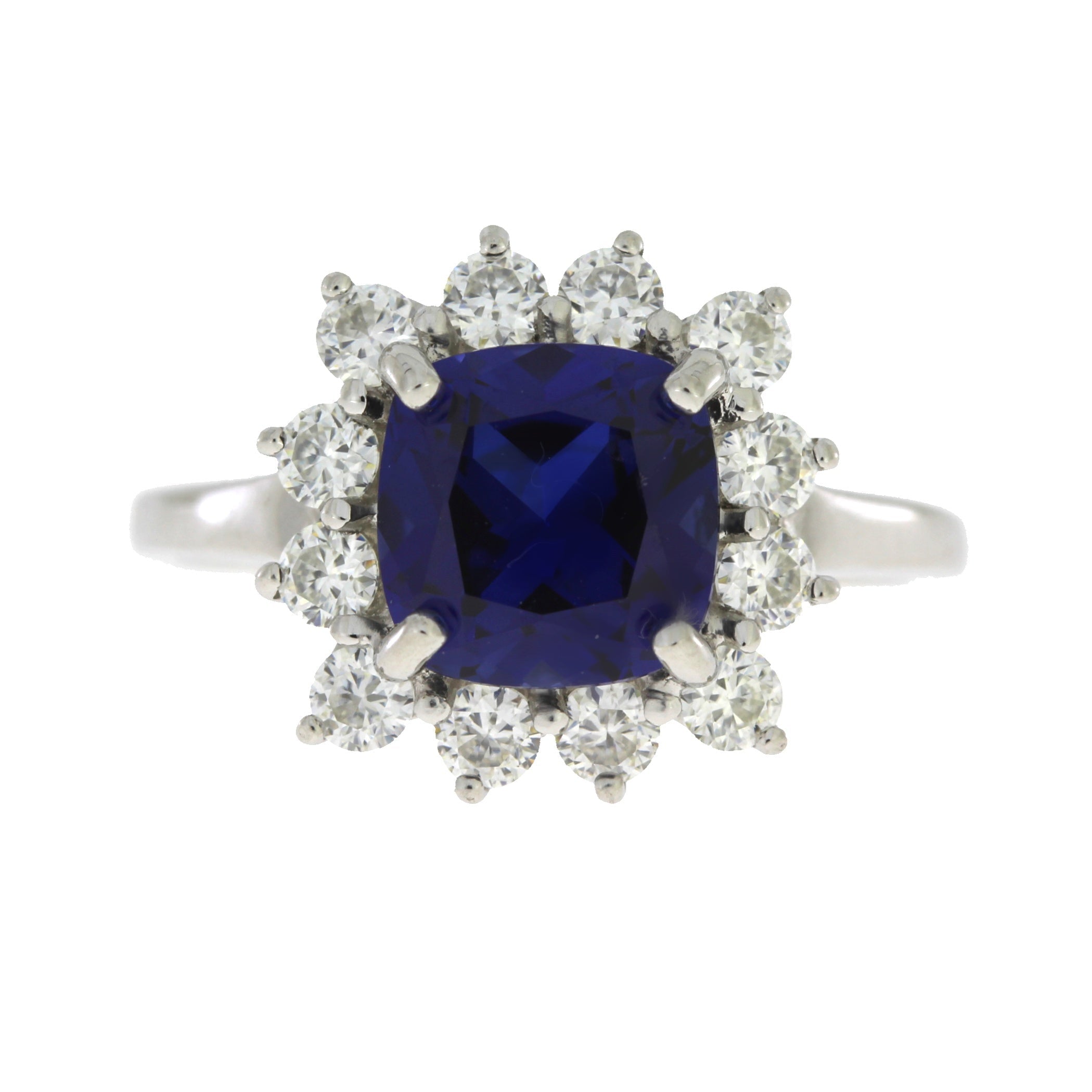 Created Sapphire Moissanite Ring Sterling Silver on sale at MyriadMart