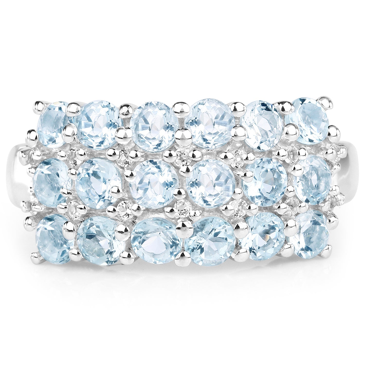 2.29 Carat Genuine Blue Topaz & White Topaz .925 Sterling Silver Ring on sale at MyriadMart