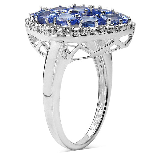 2.29 Carat Genuine Tanzanite & White Topaz .925 Sterling Silver Ring on sale at MyriadMart