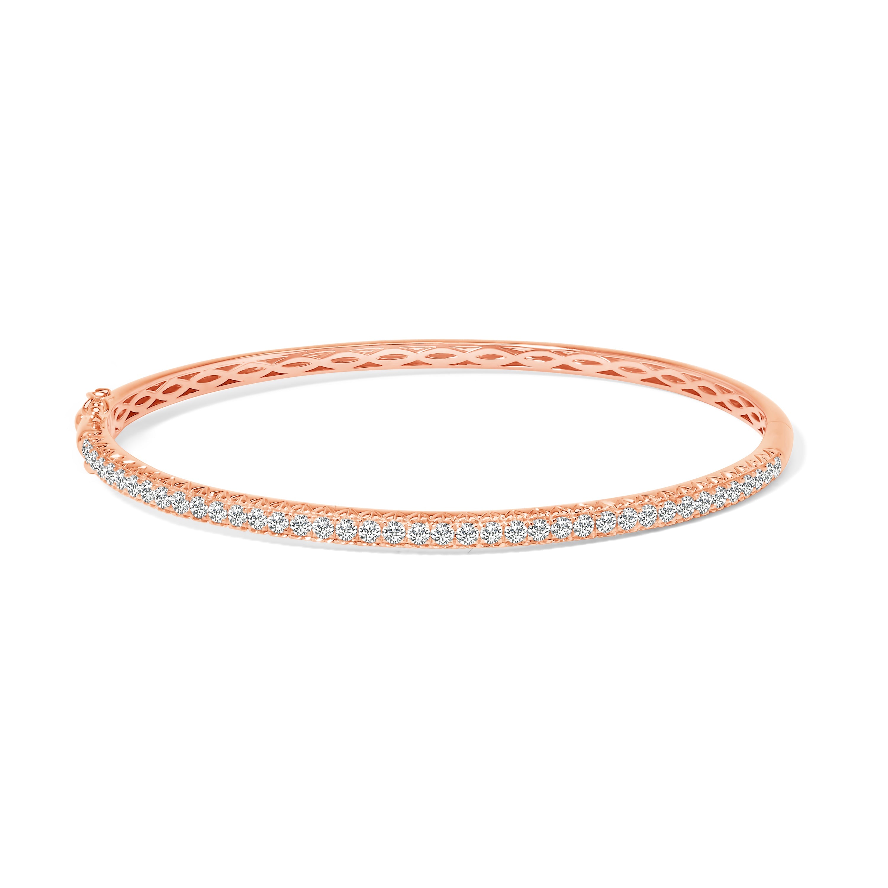 14K Rose Gold 1.00 Cttw Half Eternity Diamond Bangle Bracelet G-H Color, SI2-I1 Clarity - 7" Inches on sale at MyriadMart