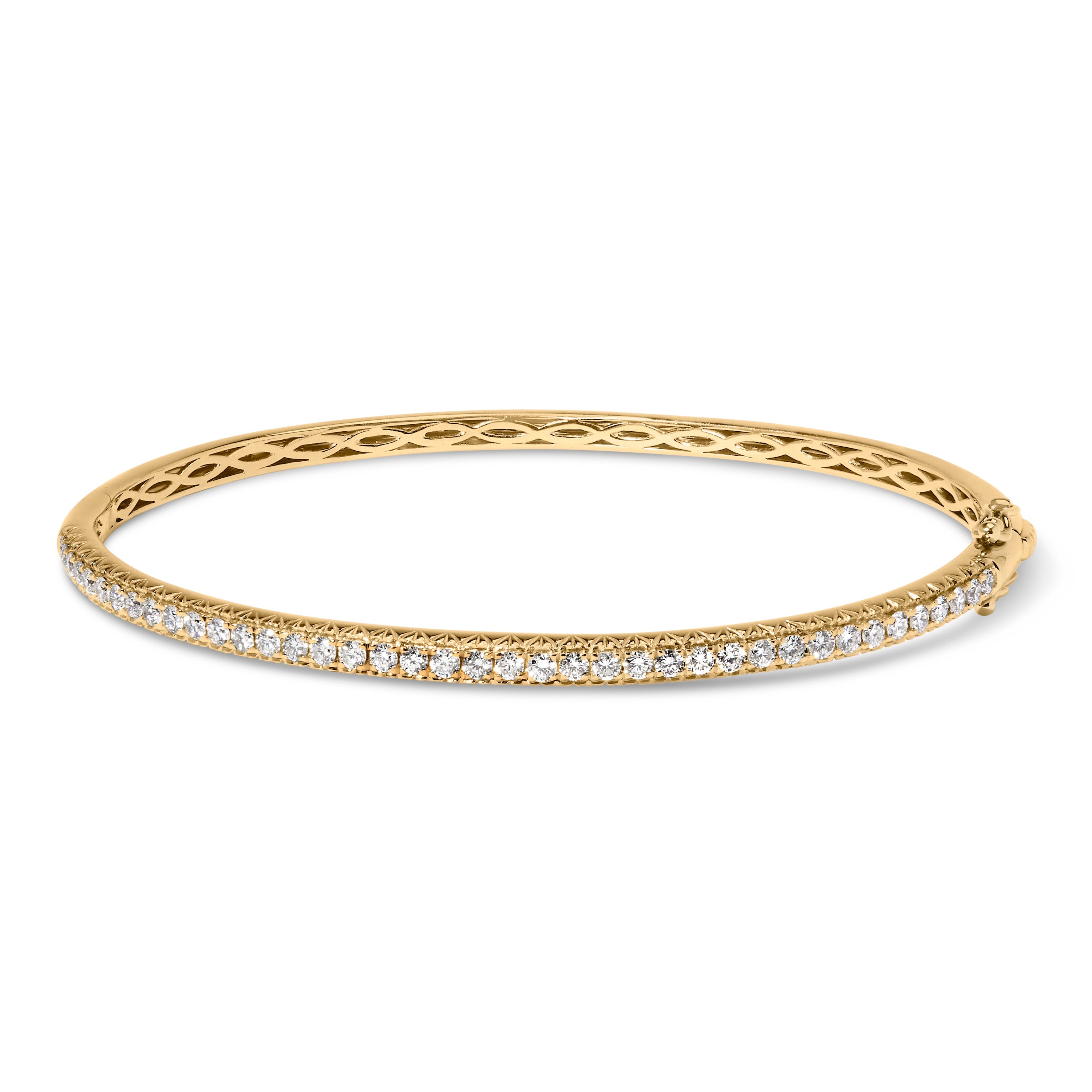 14K Rose Gold 1.00 Cttw Half Eternity Diamond Bangle Bracelet G-H Color, SI2-I1 Clarity - 7" Inches on sale at MyriadMart