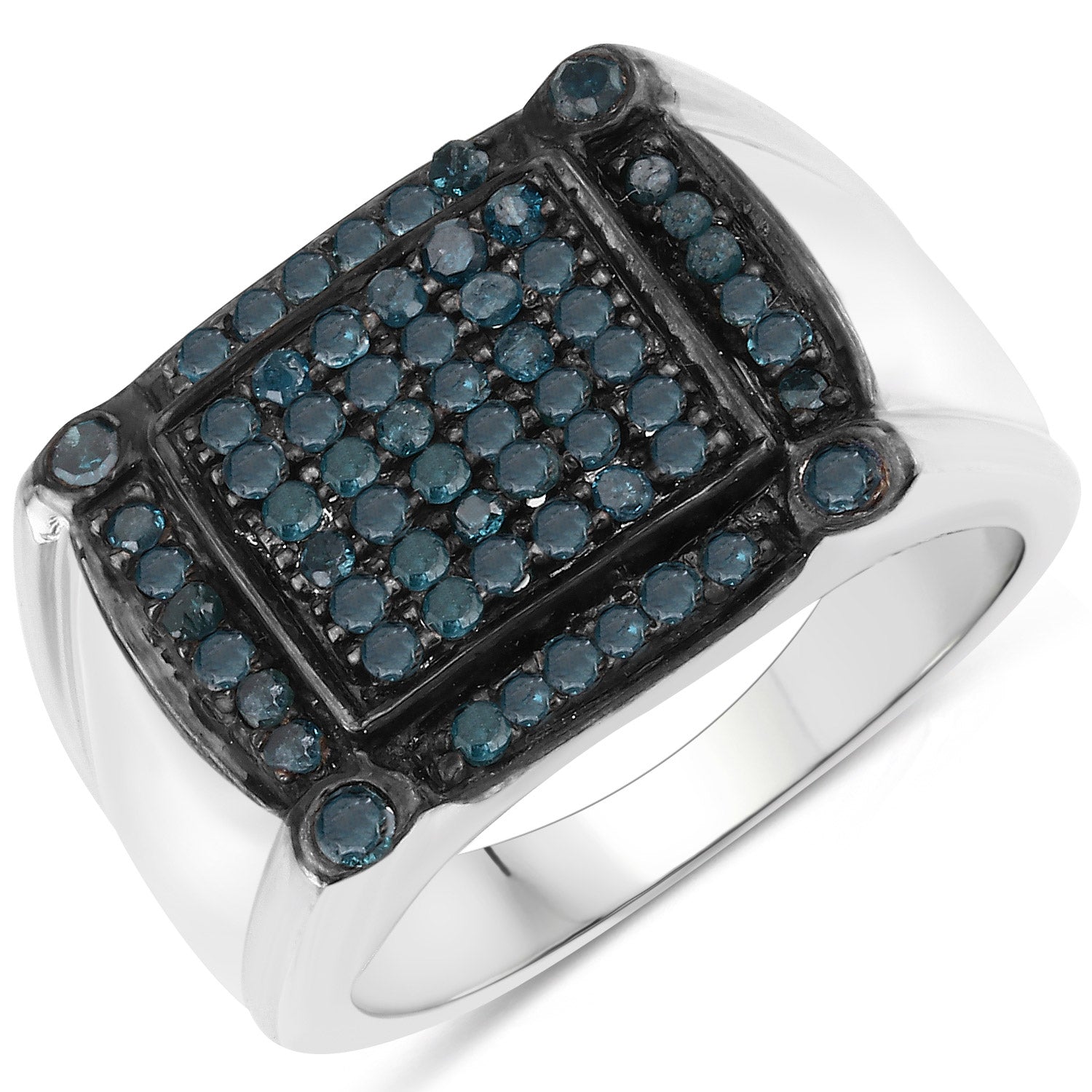 0.81 Carat Genuine Blue Diamond .925 Sterling Silver Ring on sale at MyriadMart