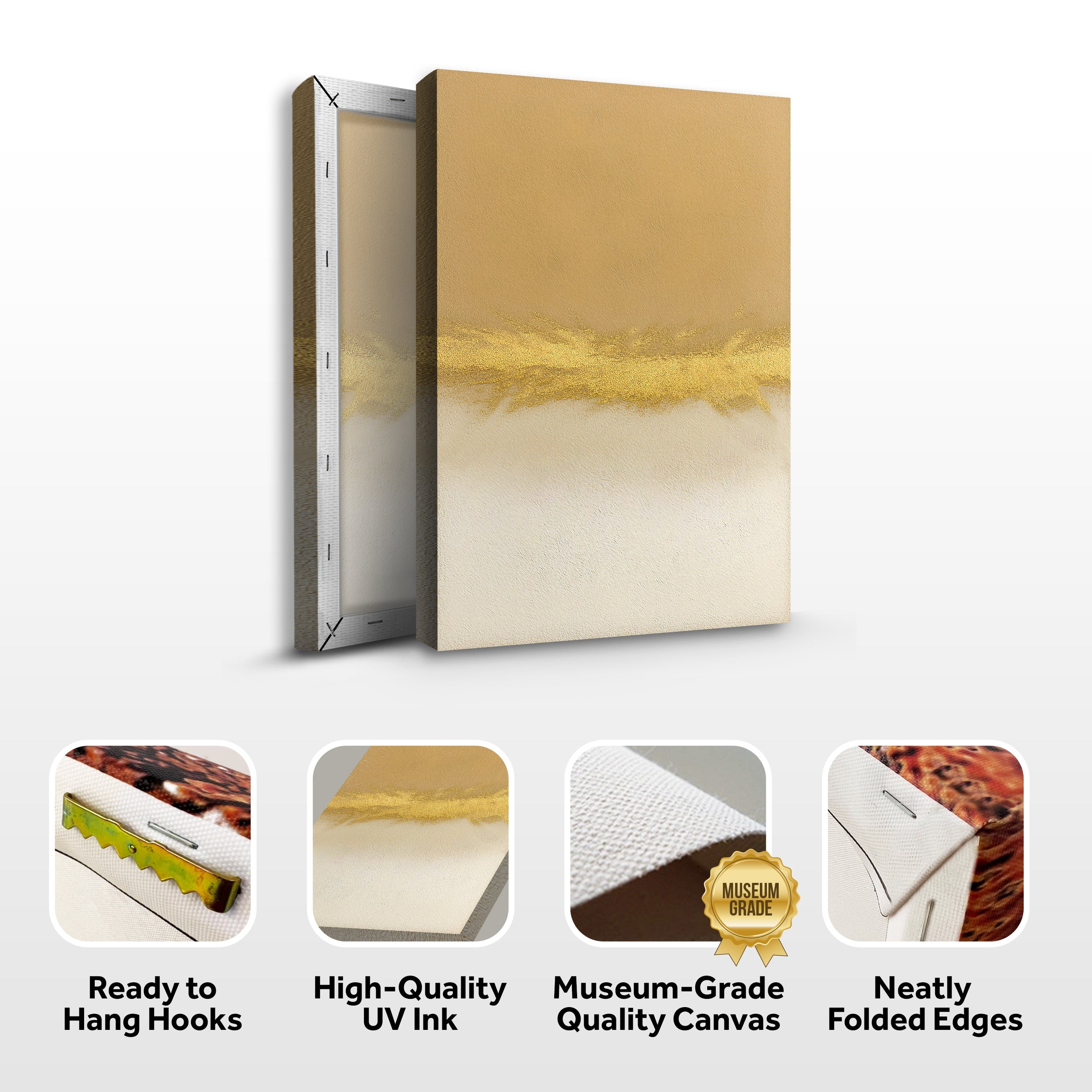 Minimalist White And Gold Wall Art on sale at MyriadMart