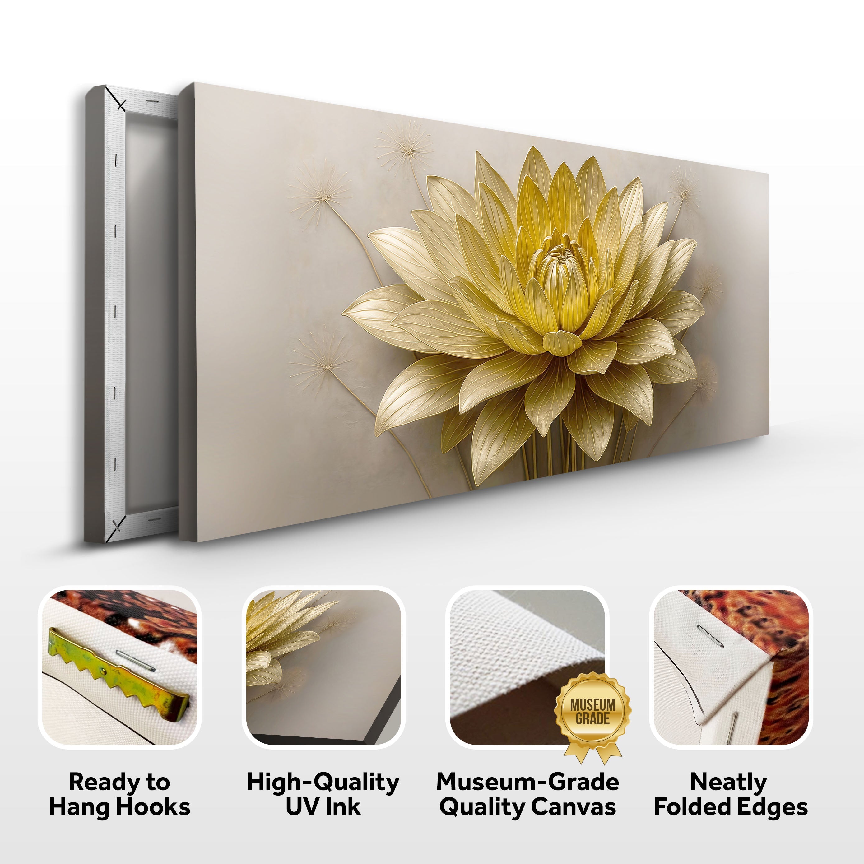 Golden Lotus Minimalist Abstract Wall Art III on sale at MyriadMart