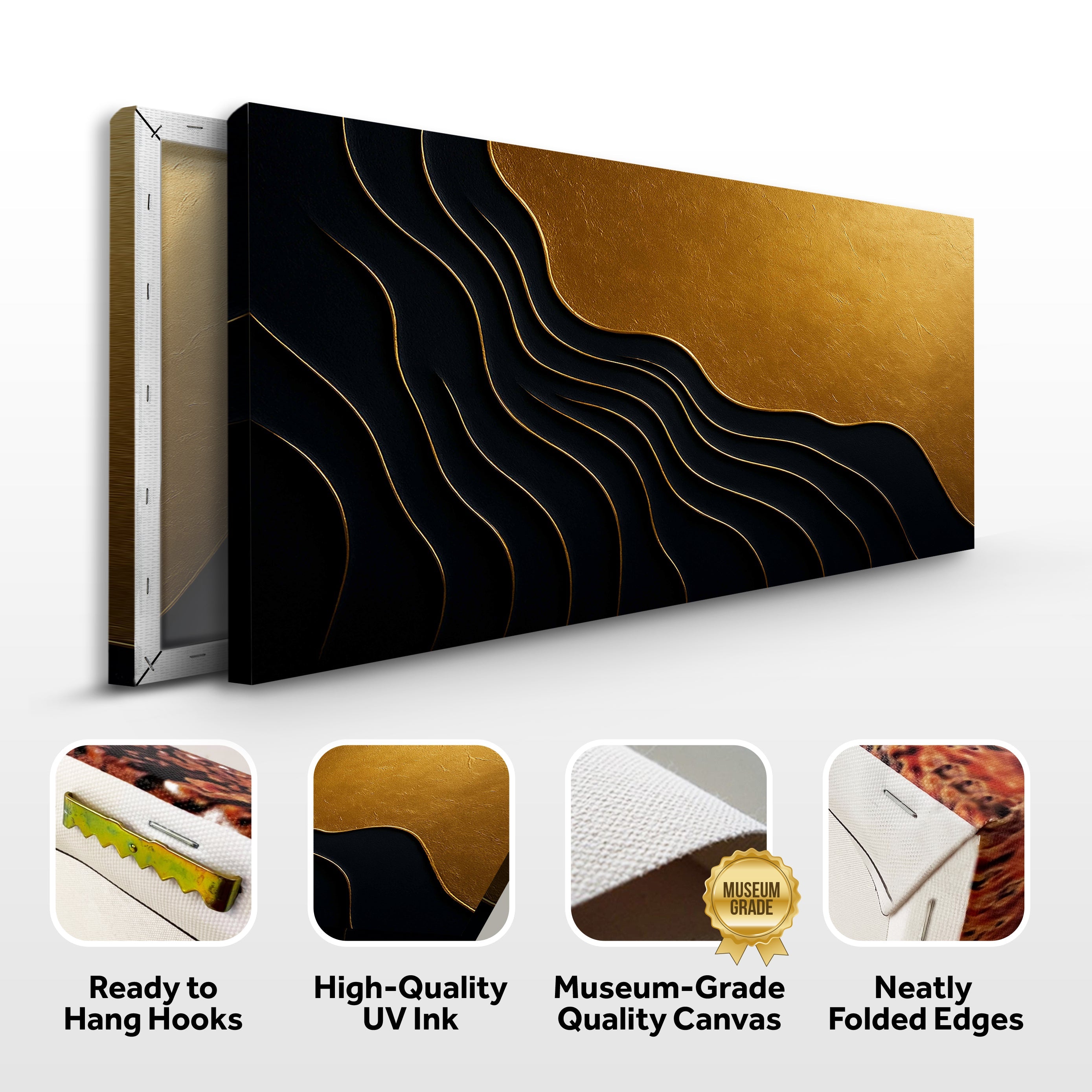 Black And Gold Minimalist Abstract IX on sale at MyriadMart