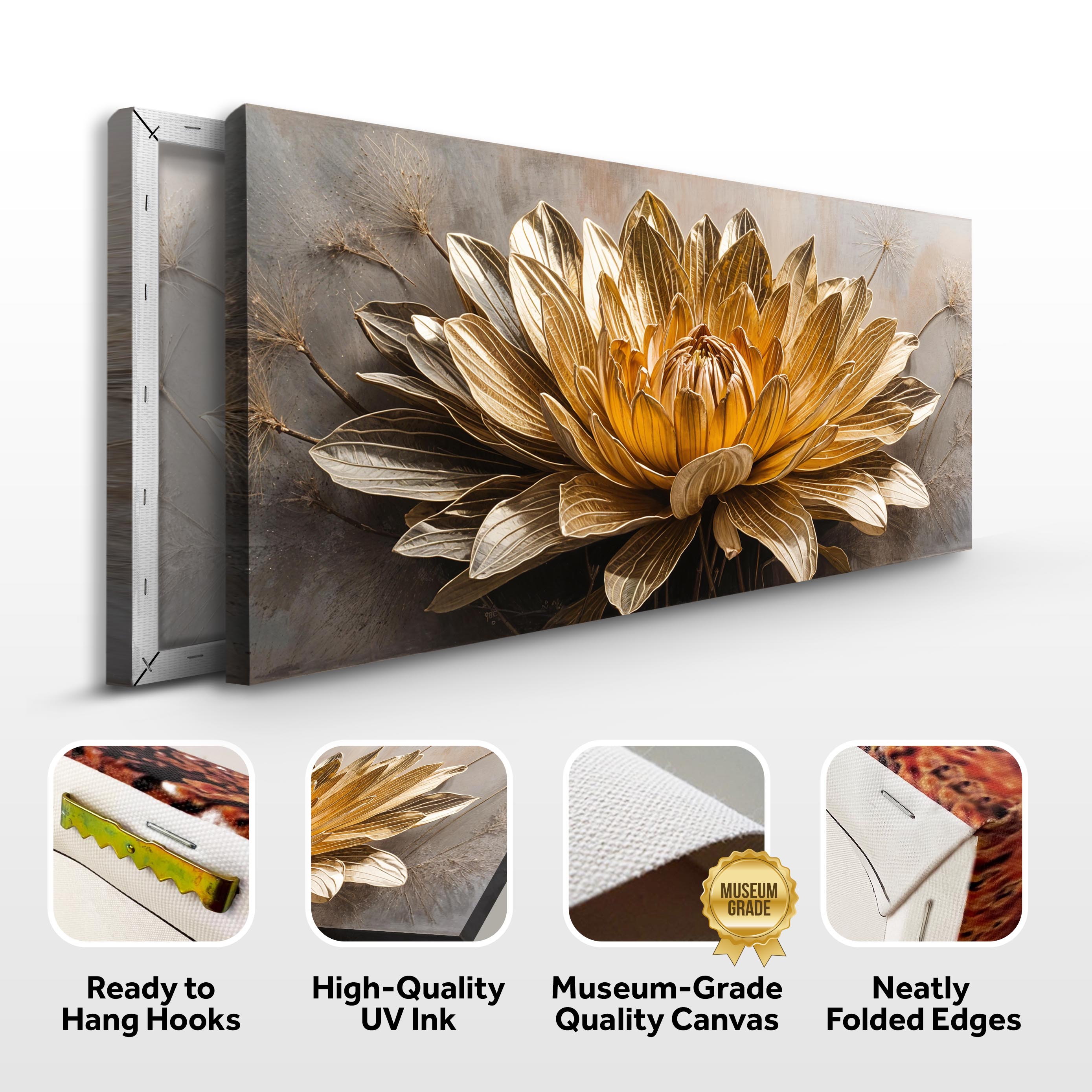 Golden Dandelion Minimalist Abstract Wall Art VII on sale at MyriadMart