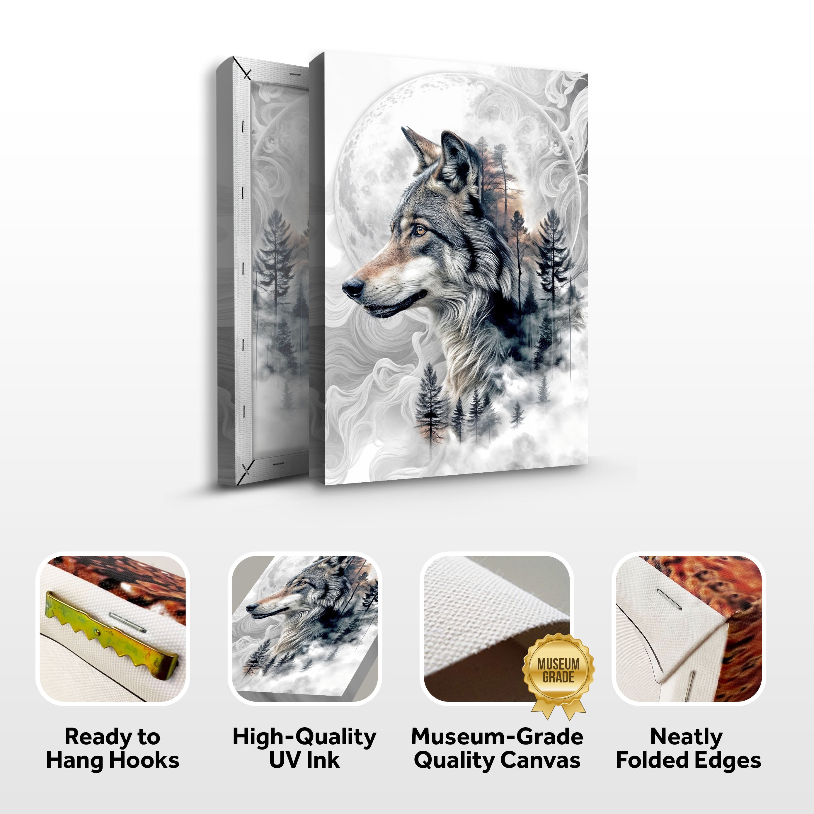 Wolf Double Exposure Wall Art on sale at MyriadMart