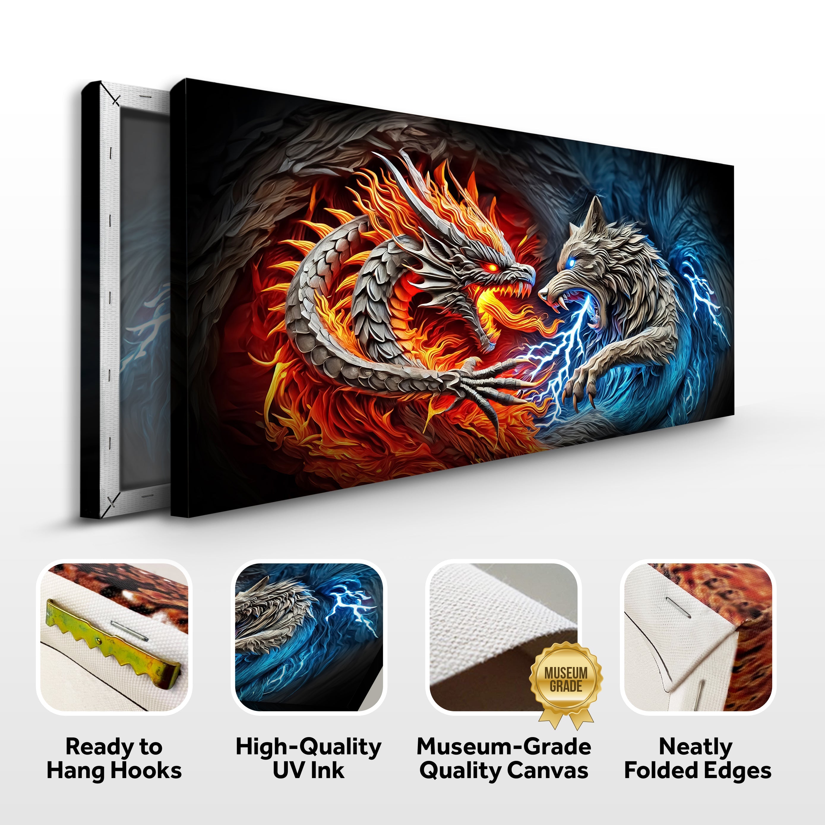 3D Dragon and Wolf Wall Art II on sale at MyriadMart