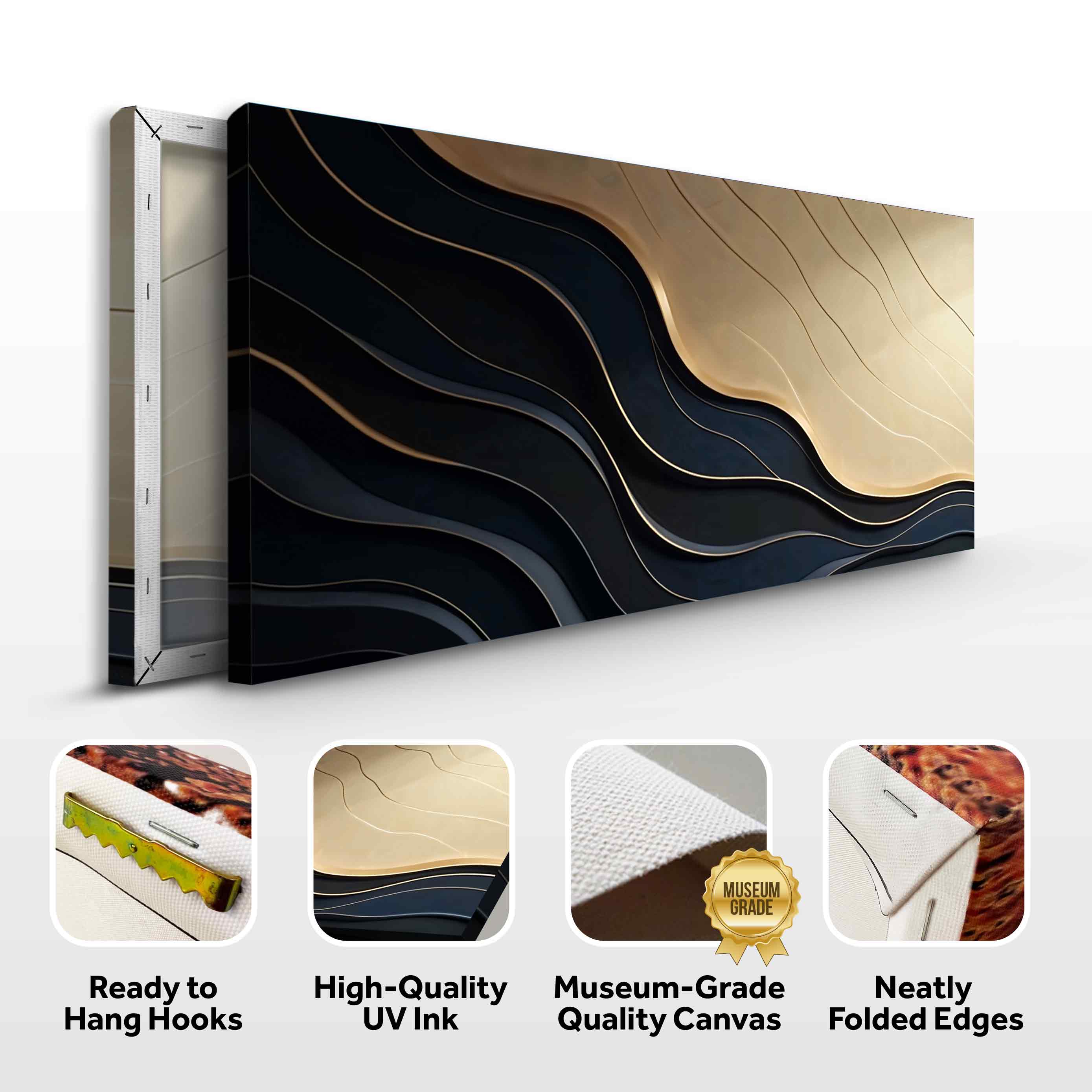 Black And Gold Minimalist Abstract VII on sale at MyriadMart