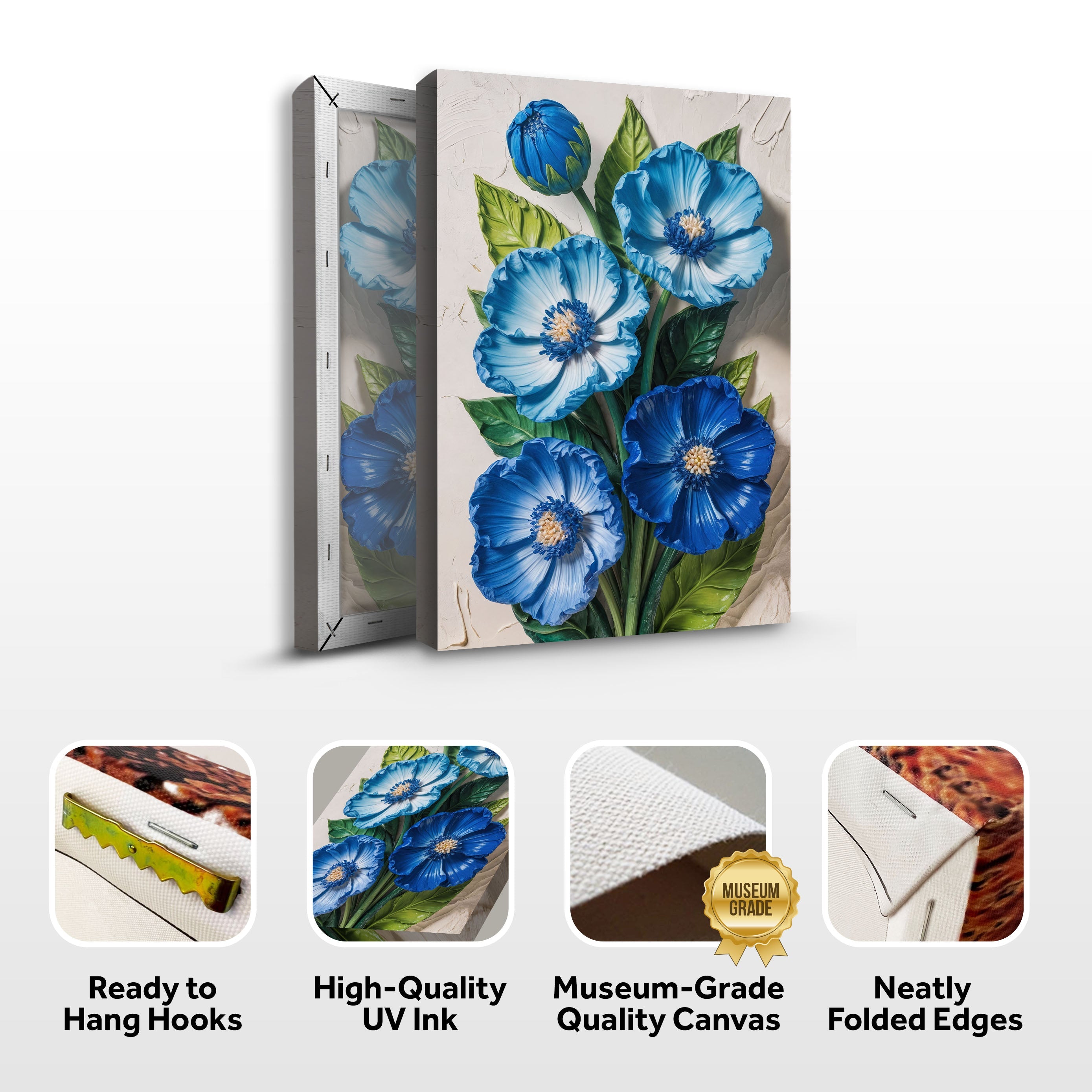 Blue Blossom Bouquet Impasto Wall Art on sale at MyriadMart