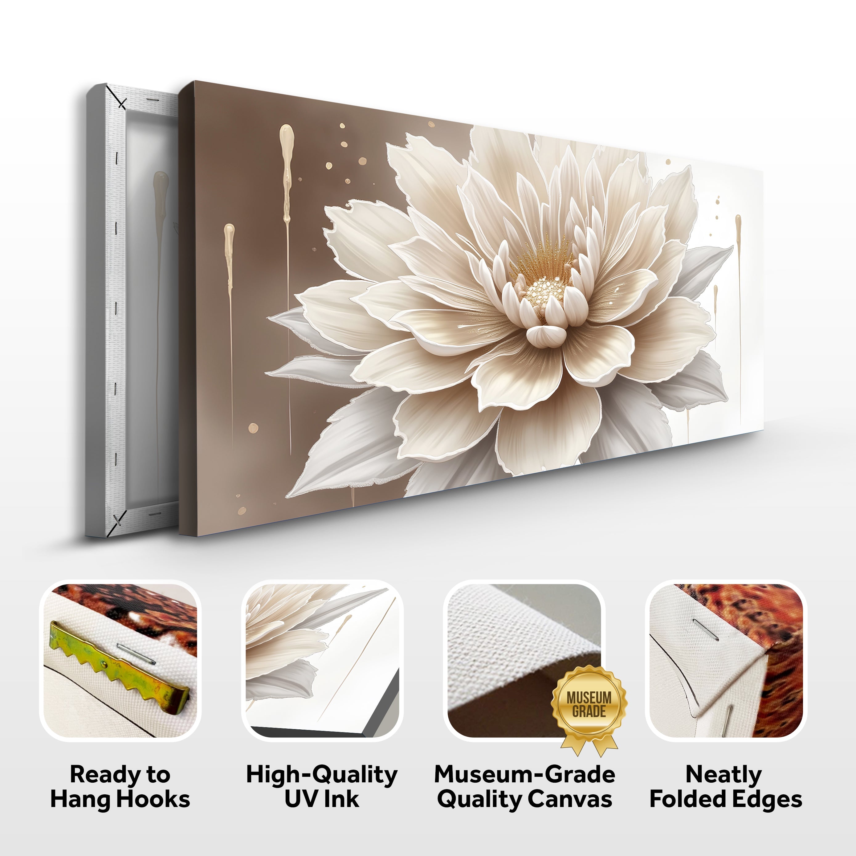 Single Beige Flower Abstract Wall Art on sale at MyriadMart