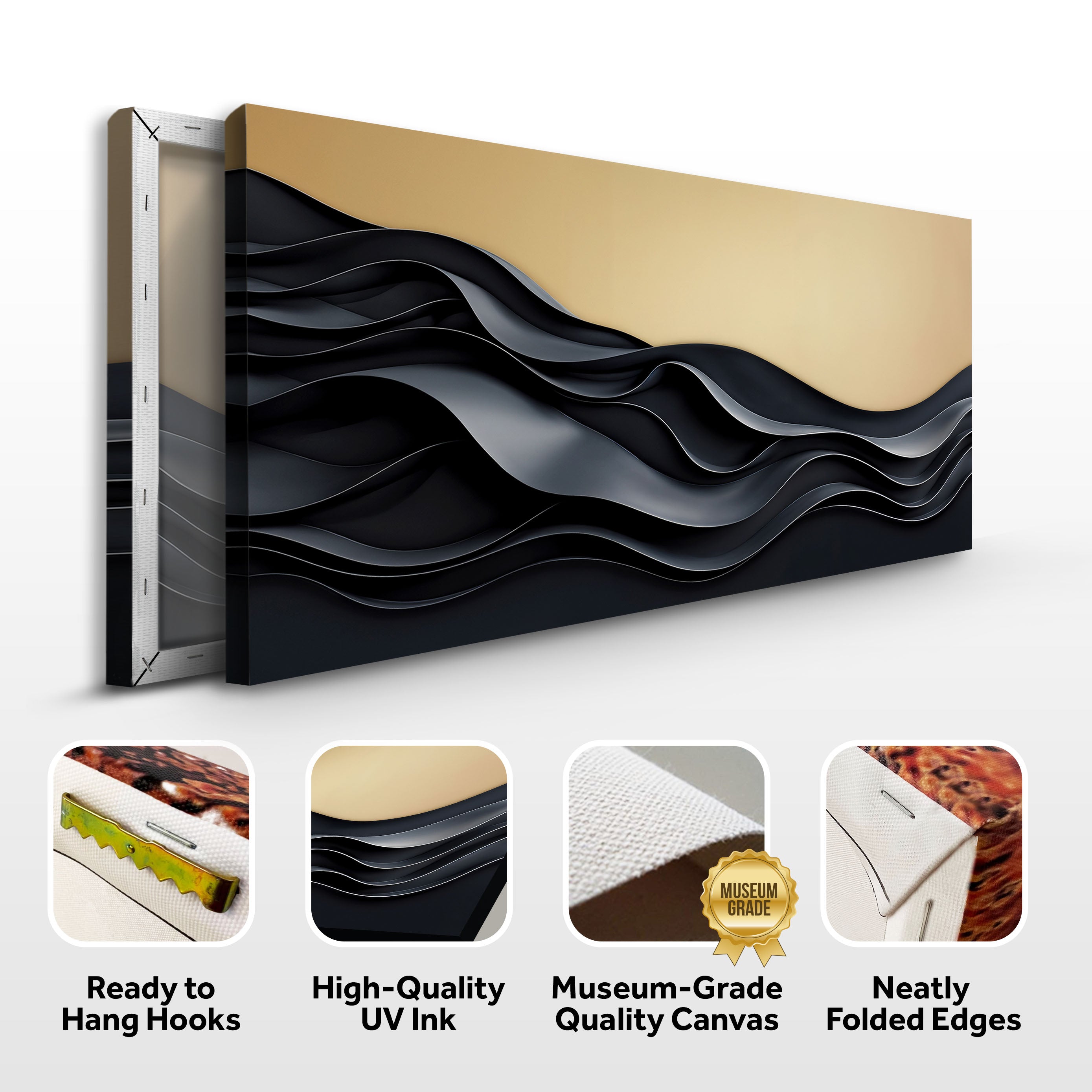 Black and Gold Minimalist Abstract Wall Art II on sale at MyriadMart