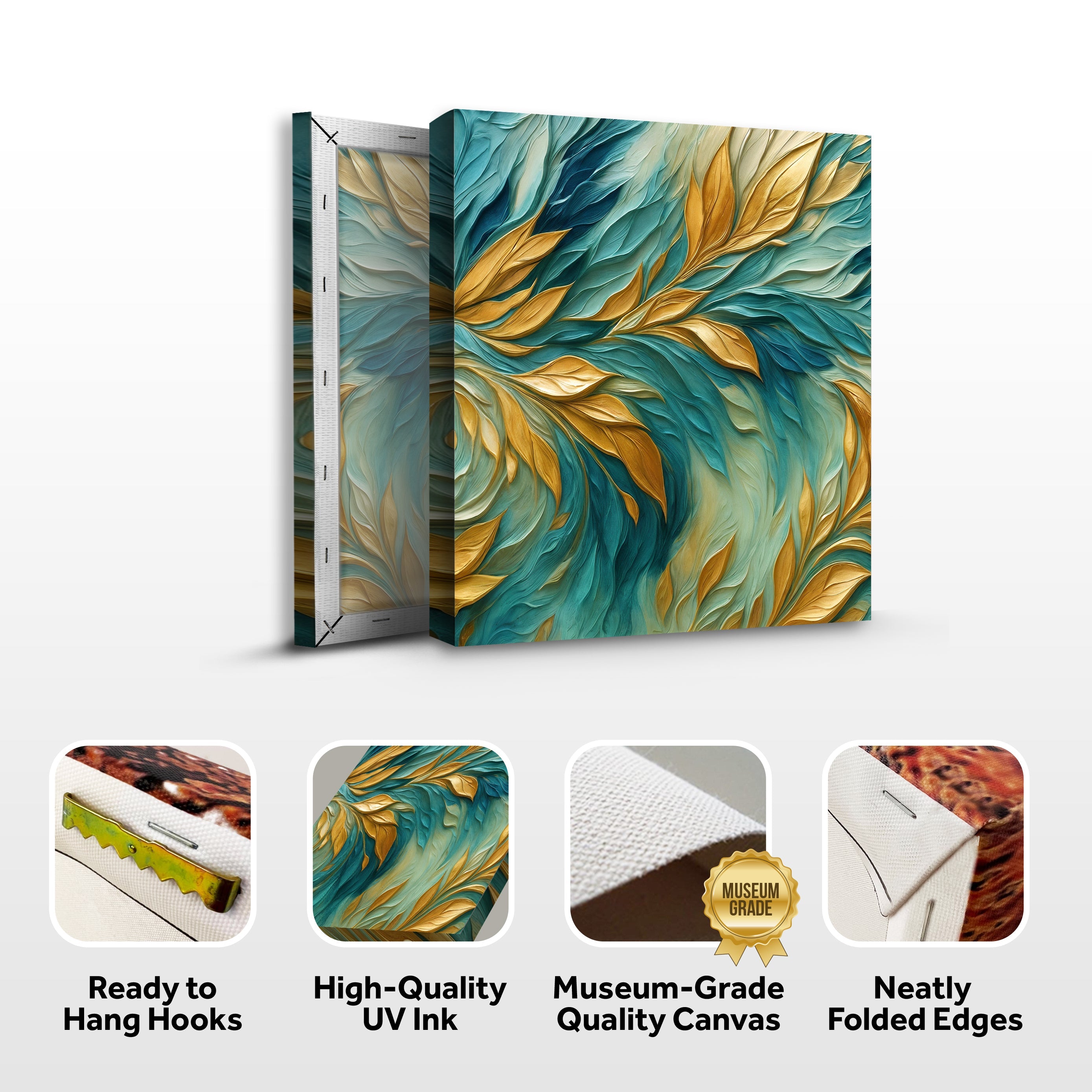 Abstract Gold And Blue Frosty Wall Art on sale at MyriadMart