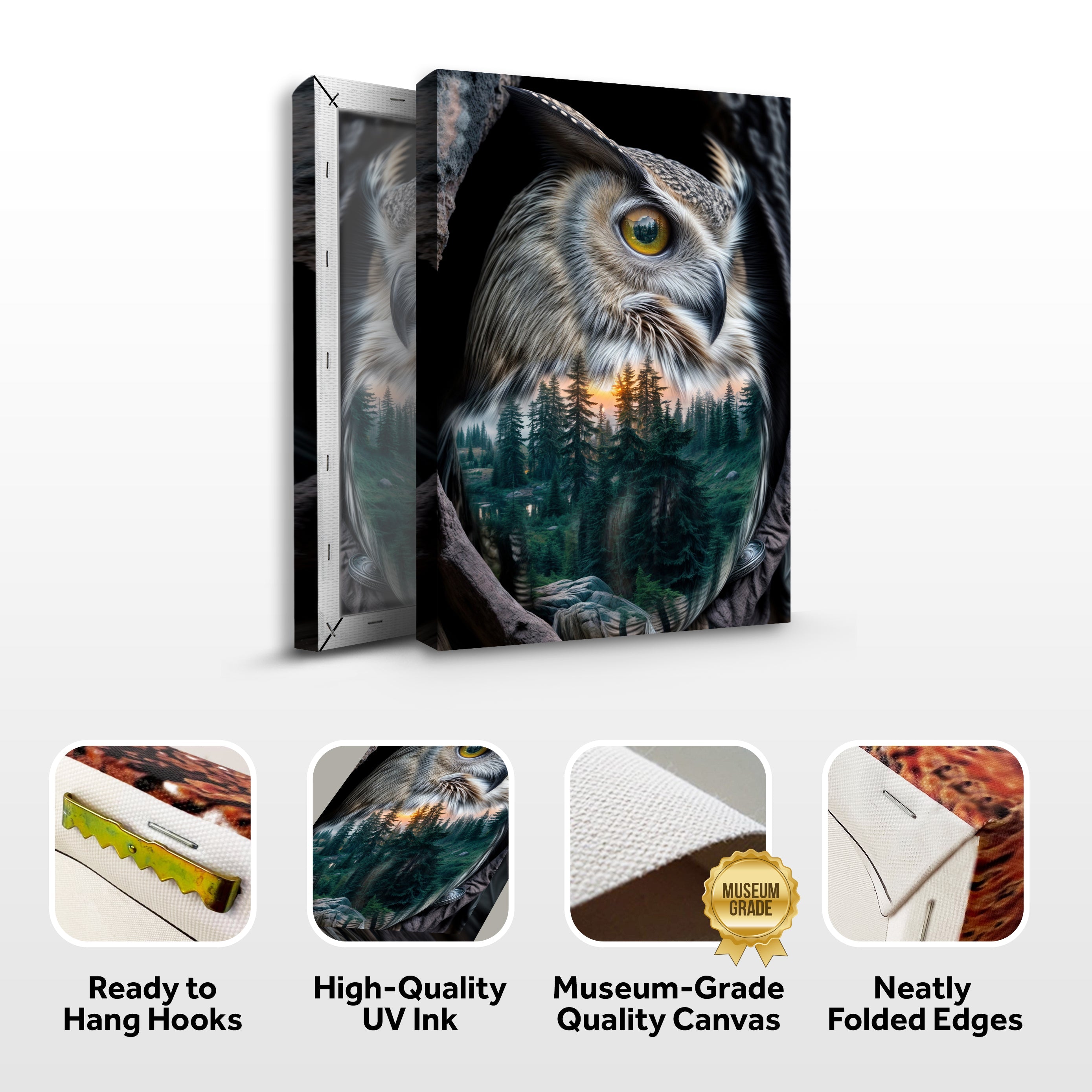 Owl Double Exposure Wall Art on sale at MyriadMart