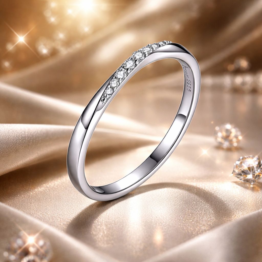925 Sterling Silver Pavé Set CZ Platinum Plated Ring Size 6 for Women on sale at MyriadMart
