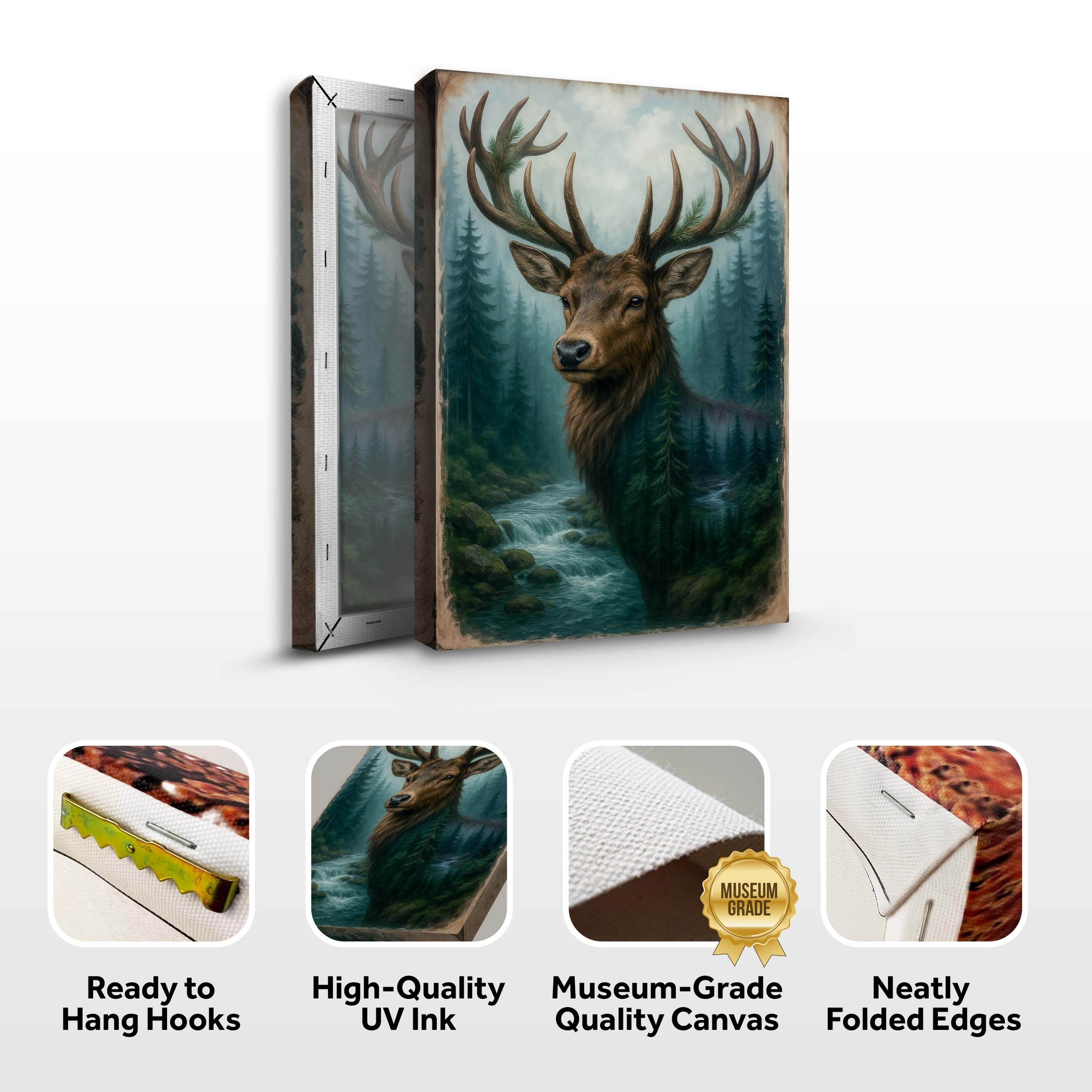 Misty Stag Double Exposure Wall Art on sale at MyriadMart