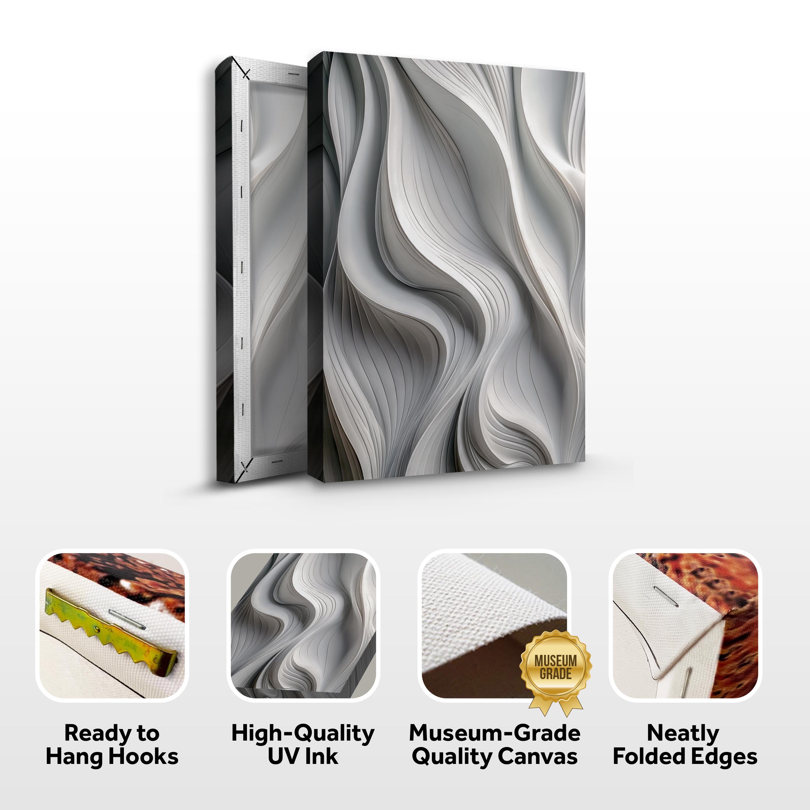 Modern Monochrome Waves Abstract Wall Art on sale at MyriadMart