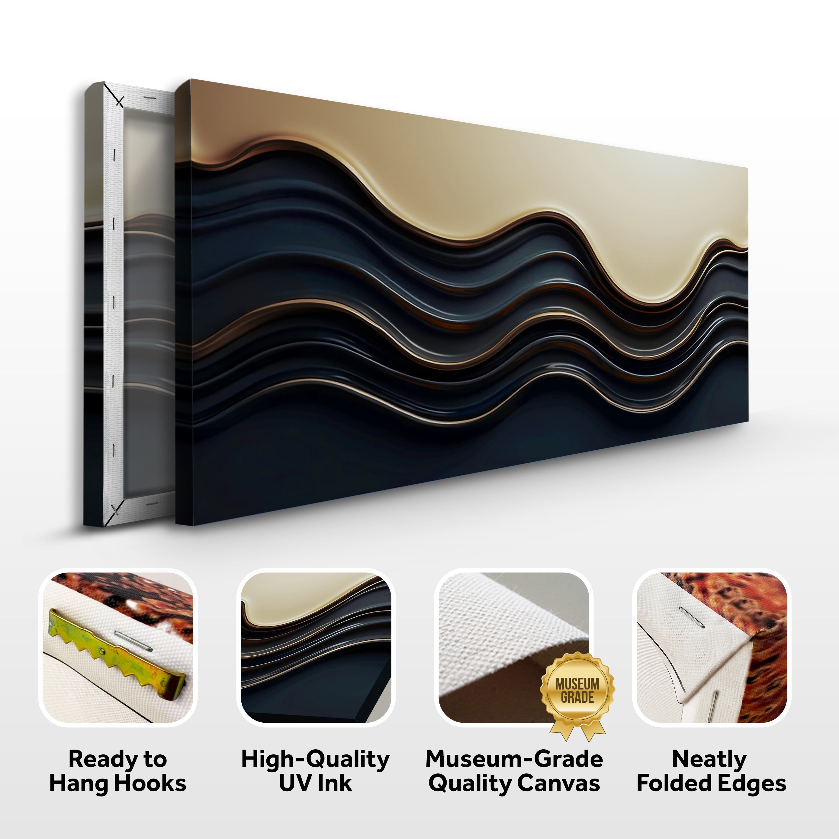 Black and Gold Minimalist Abstract Wall Art III on sale at MyriadMart