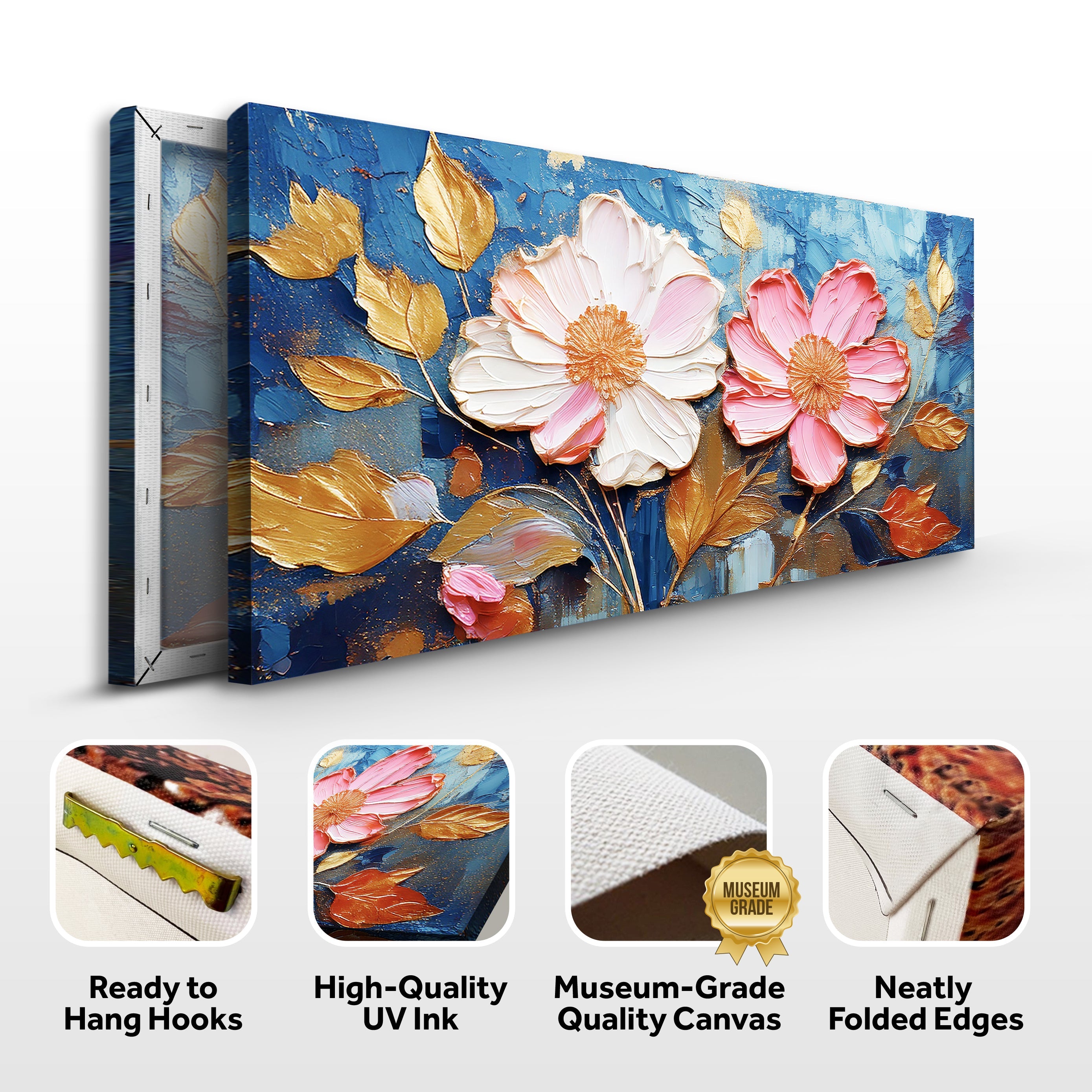 Golden Petals Impasto Wall Art on sale at MyriadMart