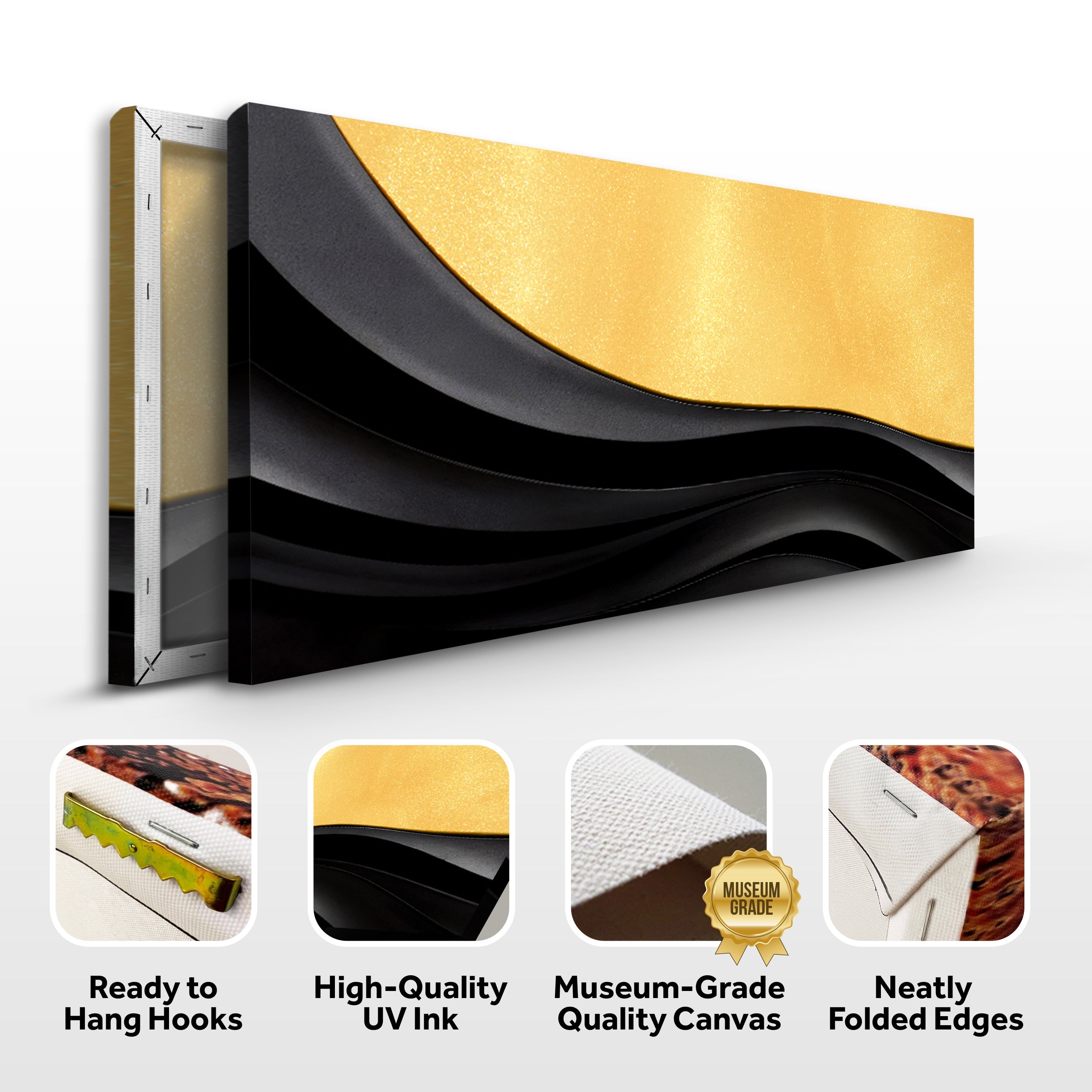 Black And Gold Minimalist Abstract VIII on sale at MyriadMart