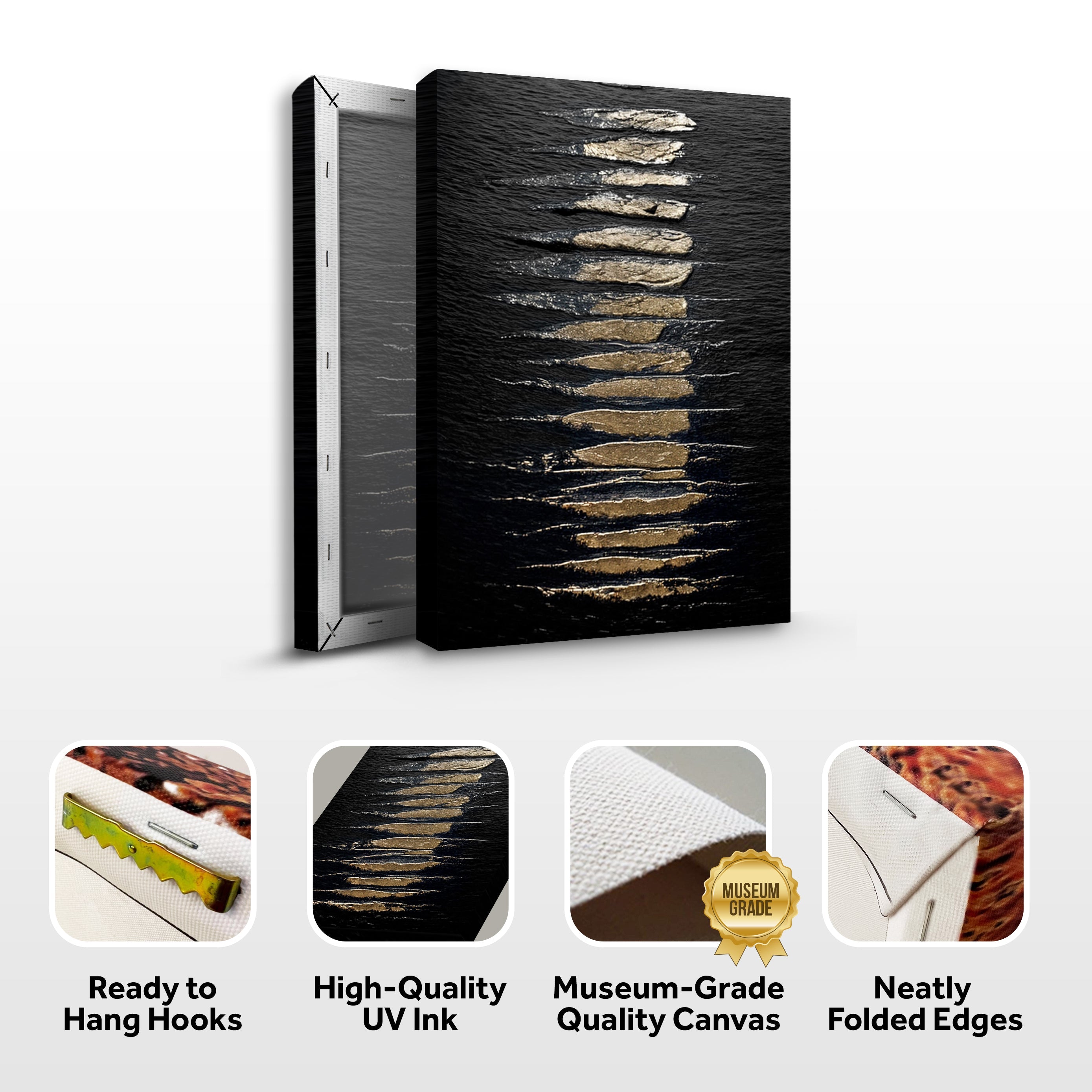 Black And Gold Abstract Minimalist Wall Art on sale at MyriadMart
