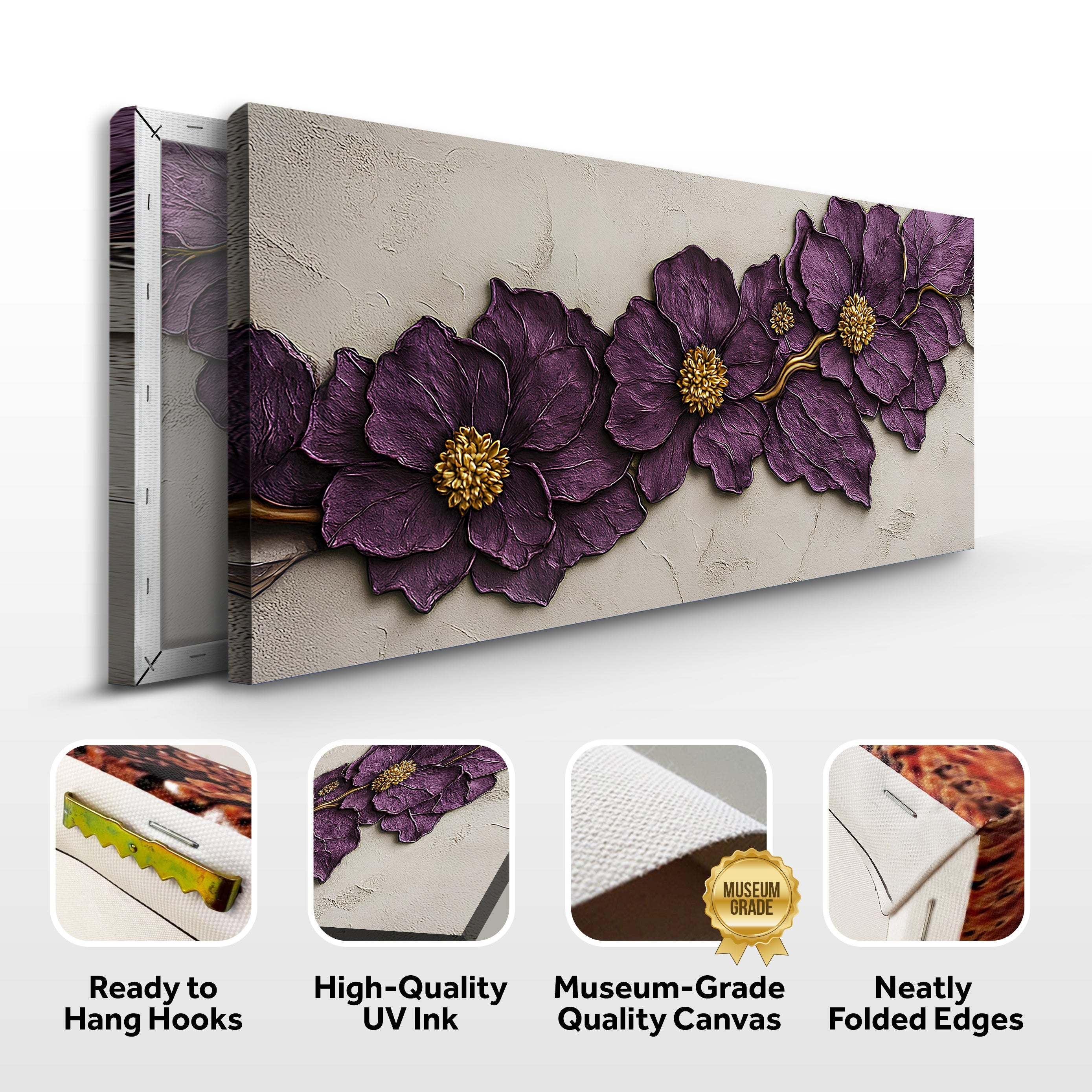 Purple Flower Plaster Wall Art on sale at MyriadMart