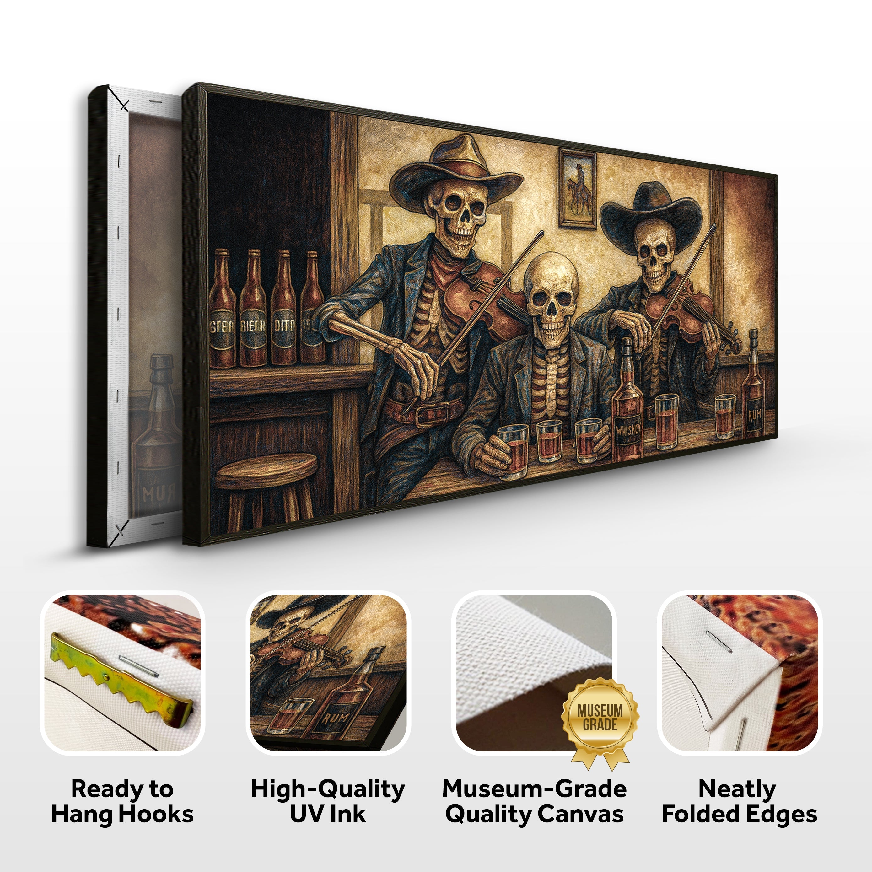 Cowboy Skeletons Western Bar Wall Art on sale at MyriadMart