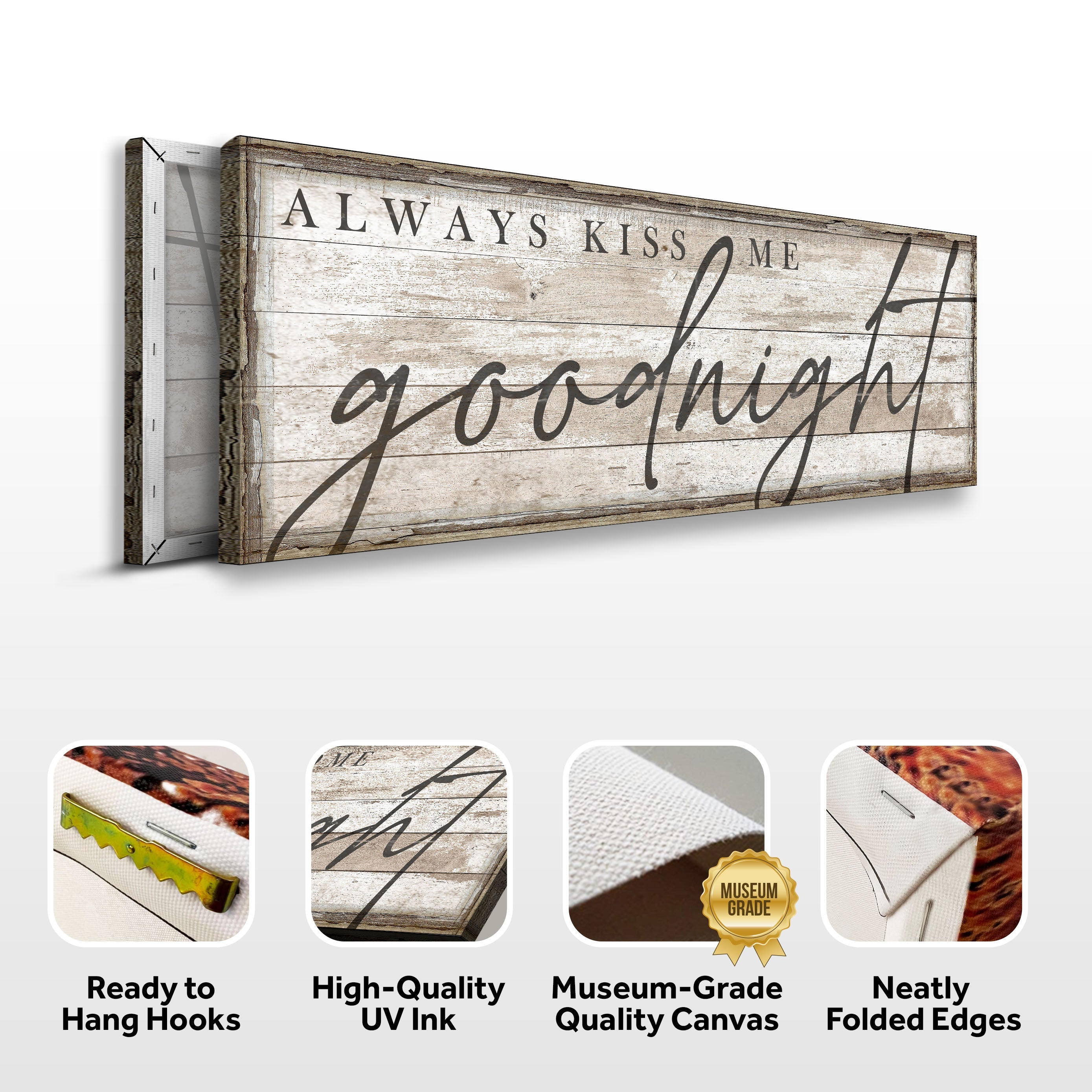 Always Kiss Me Goodnight Bedroom Sign II on sale at MyriadMart