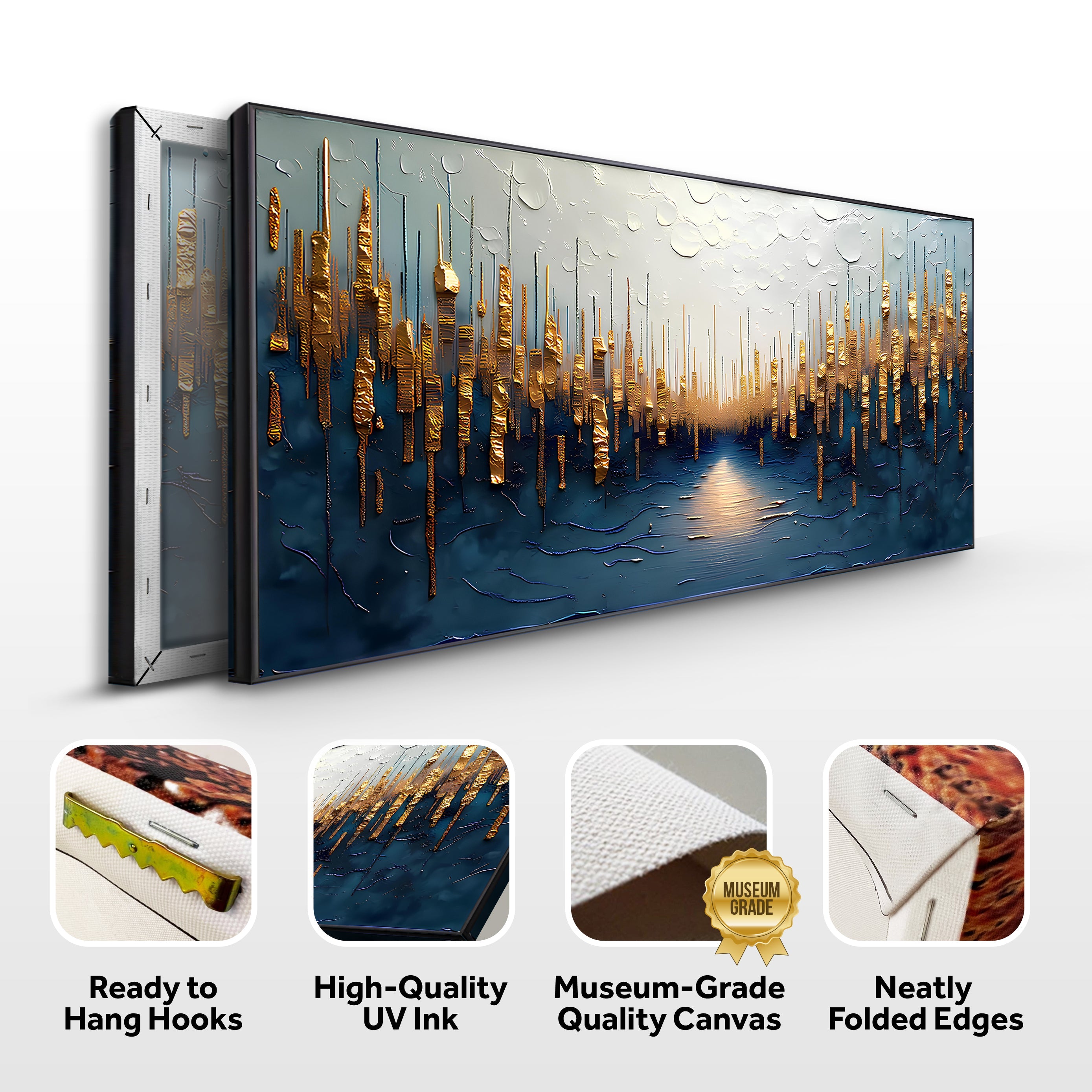 Golden Forest Reflection Abstract Impasto Wall Art on sale at MyriadMart