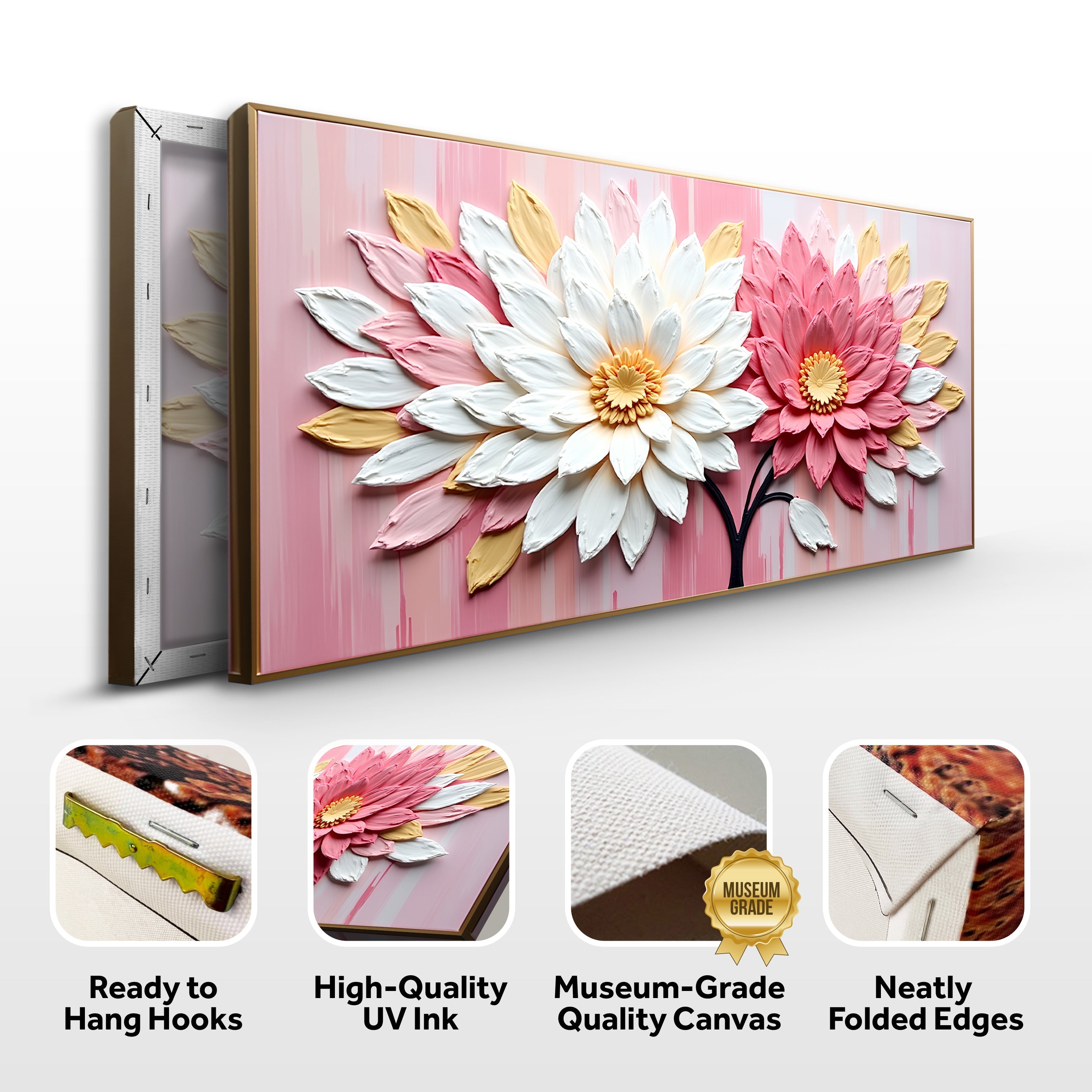 Blushing Blooms Pink Impasto Wall Art on sale at MyriadMart