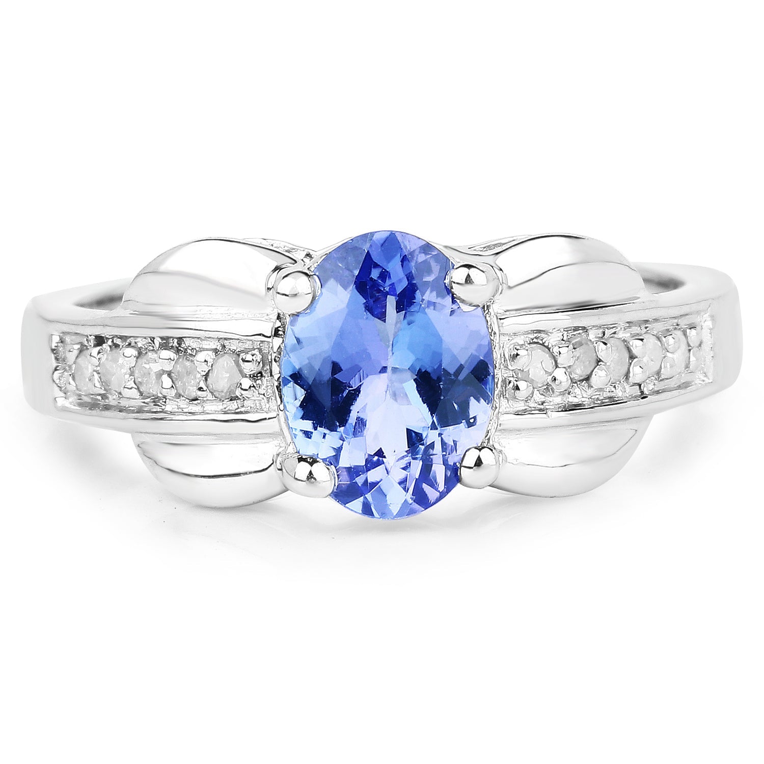 1.27 Carat Genuine Tanzanite and White Diamond .925 Sterling Silver Ring on sale at MyriadMart