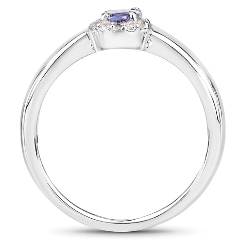 0.54 Carat Genuine Tanzanite and White Zircon .925 Sterling Silver Ring on sale at MyriadMart