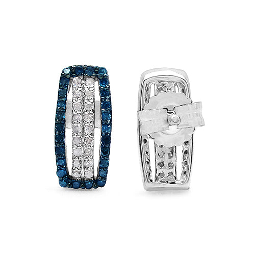 0.51 Carat Genuine Blue Diamond & White Diamond .925 Sterling Silver Earrings on sale at MyriadMart