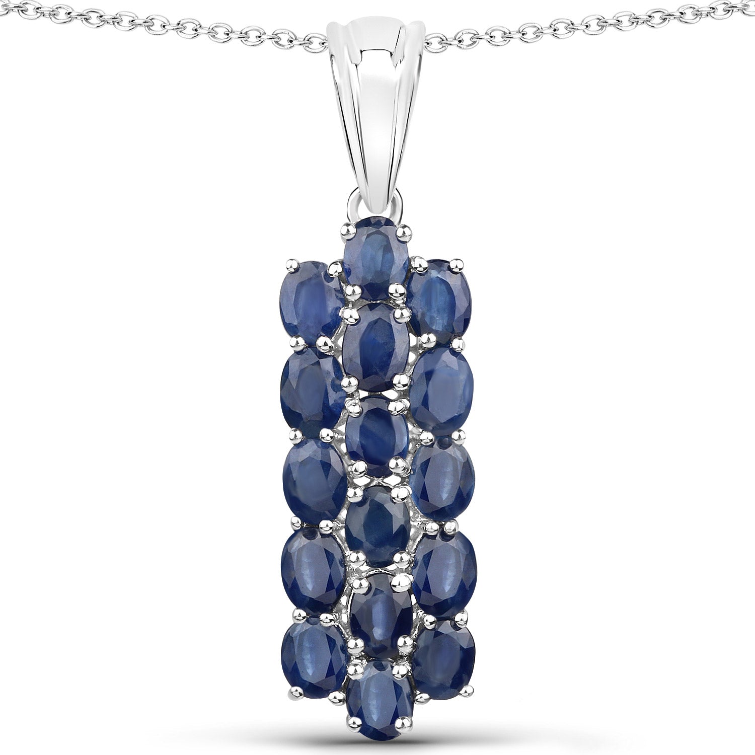10.40 Carat Genuine Blue Sapphire .925 Sterling Silver 3 Piece Jewelry Set Ring, Earrings, and Pendant w/ Chain on sale at MyriadMart
