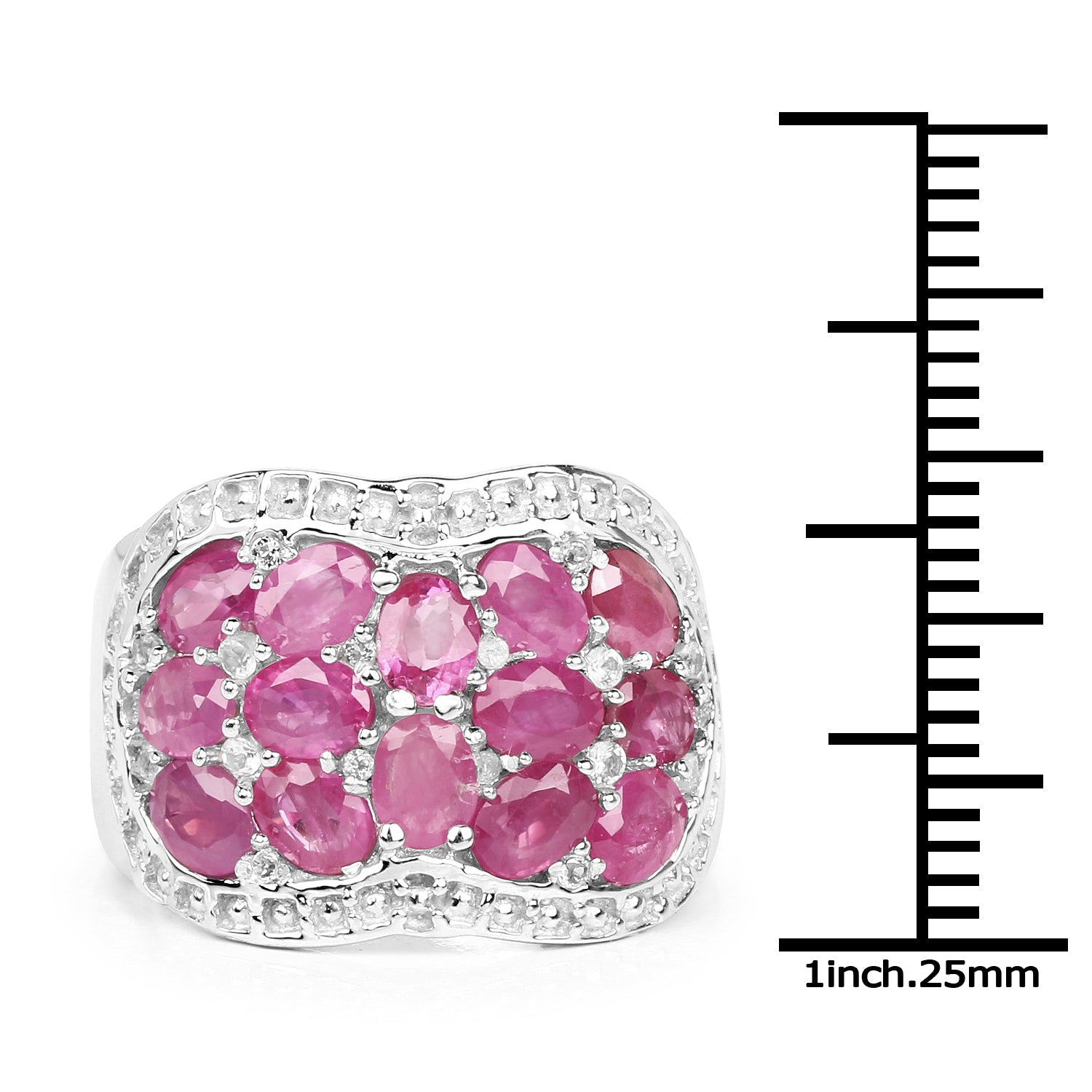 3.04 Carat Genuine Ruby & White Topaz .925 Sterling Silver Ring on sale at MyriadMart