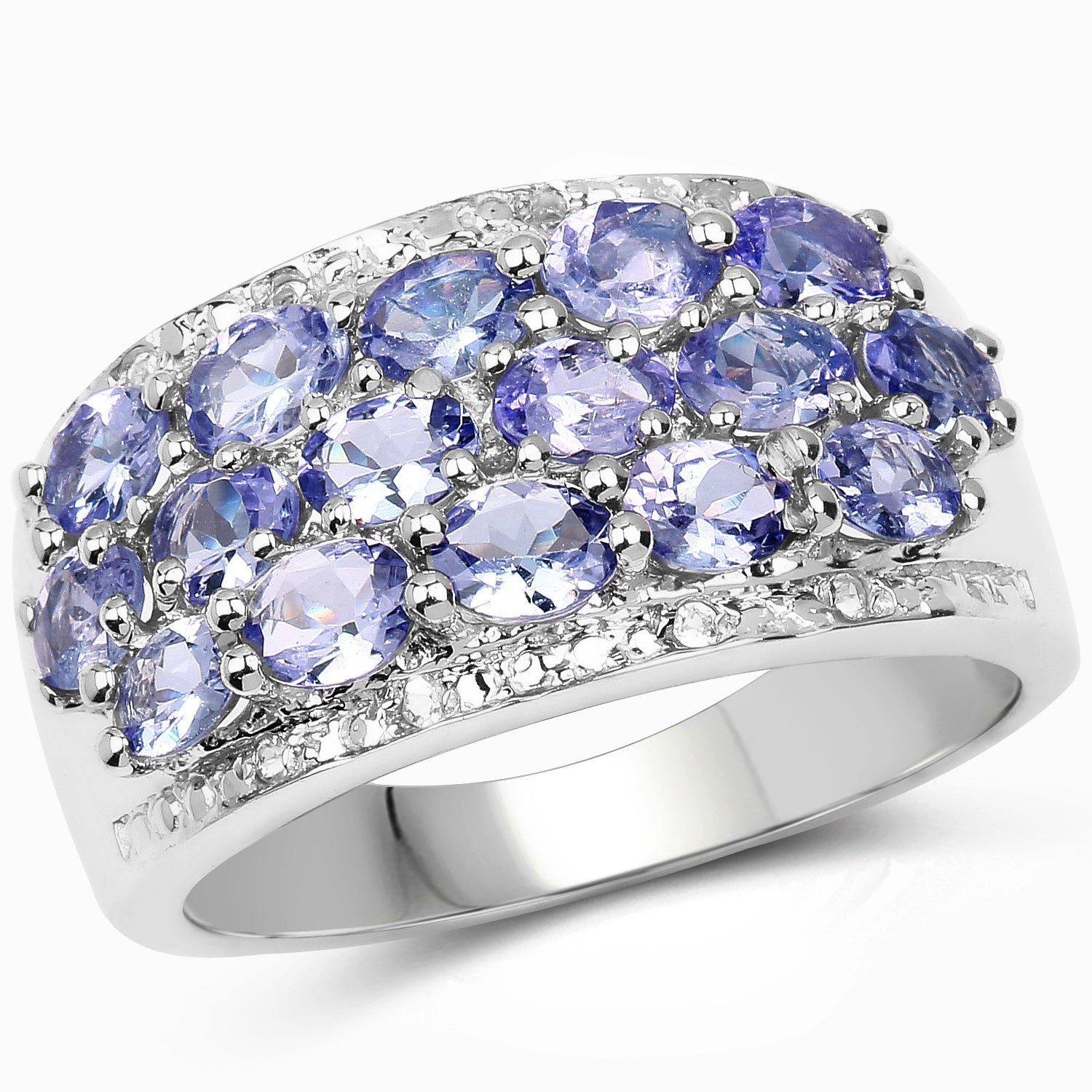 2.76 Carat Genuine Tanzanite and White Topaz .925 Sterling Silver Ring on sale at MyriadMart