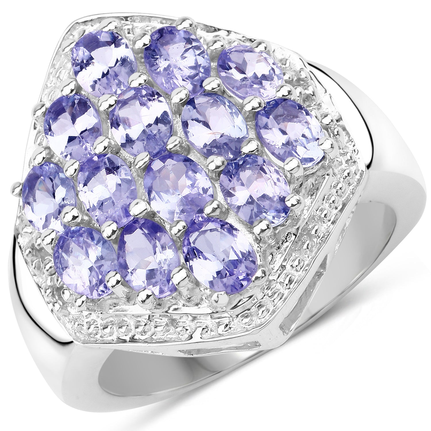 2.41 Carat Genuine Tanzanite and White Topaz .925 Sterling Silver Ring on sale at MyriadMart