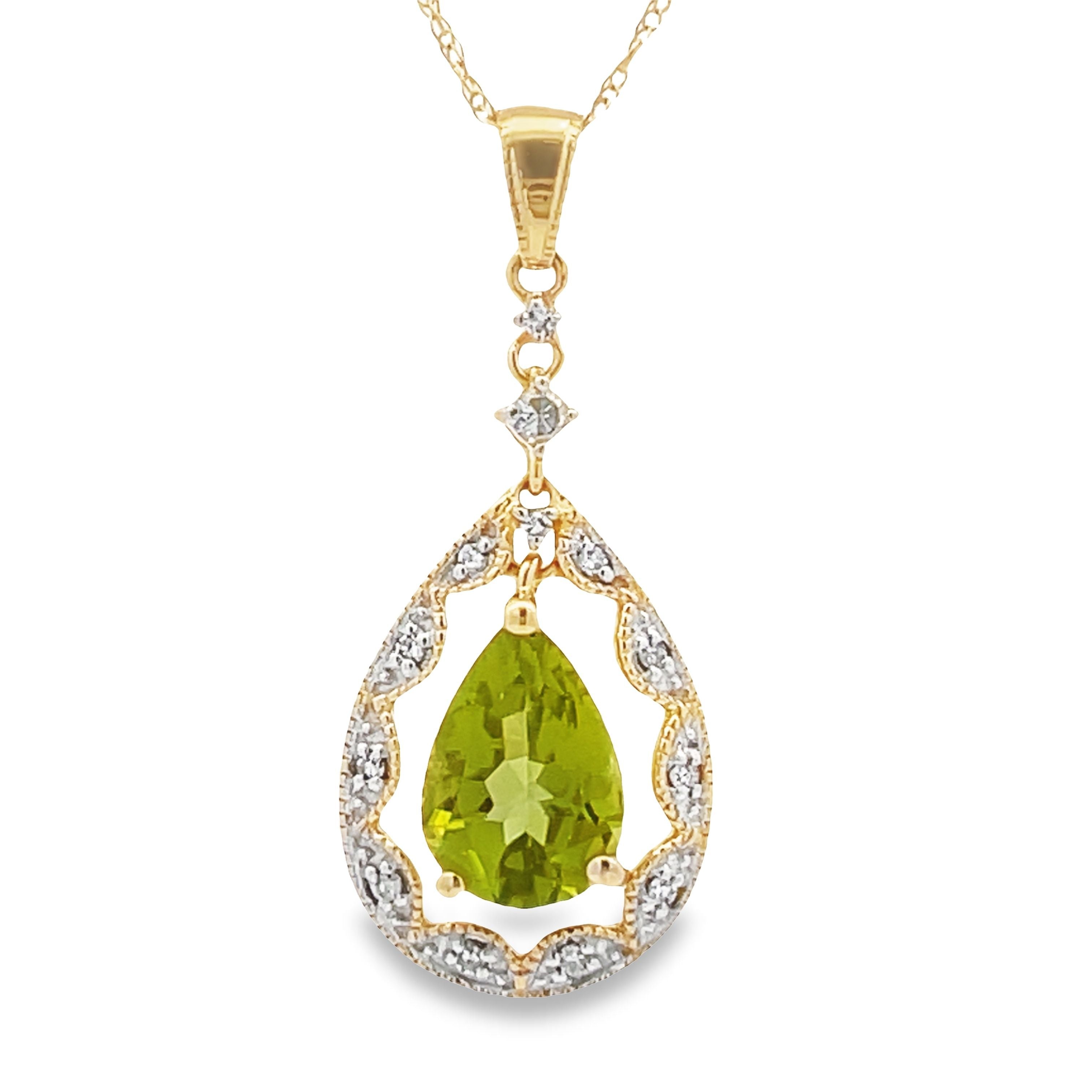Peridot Diamond Fashion Pendants 14KT Yellow Gold on sale at MyriadMart
